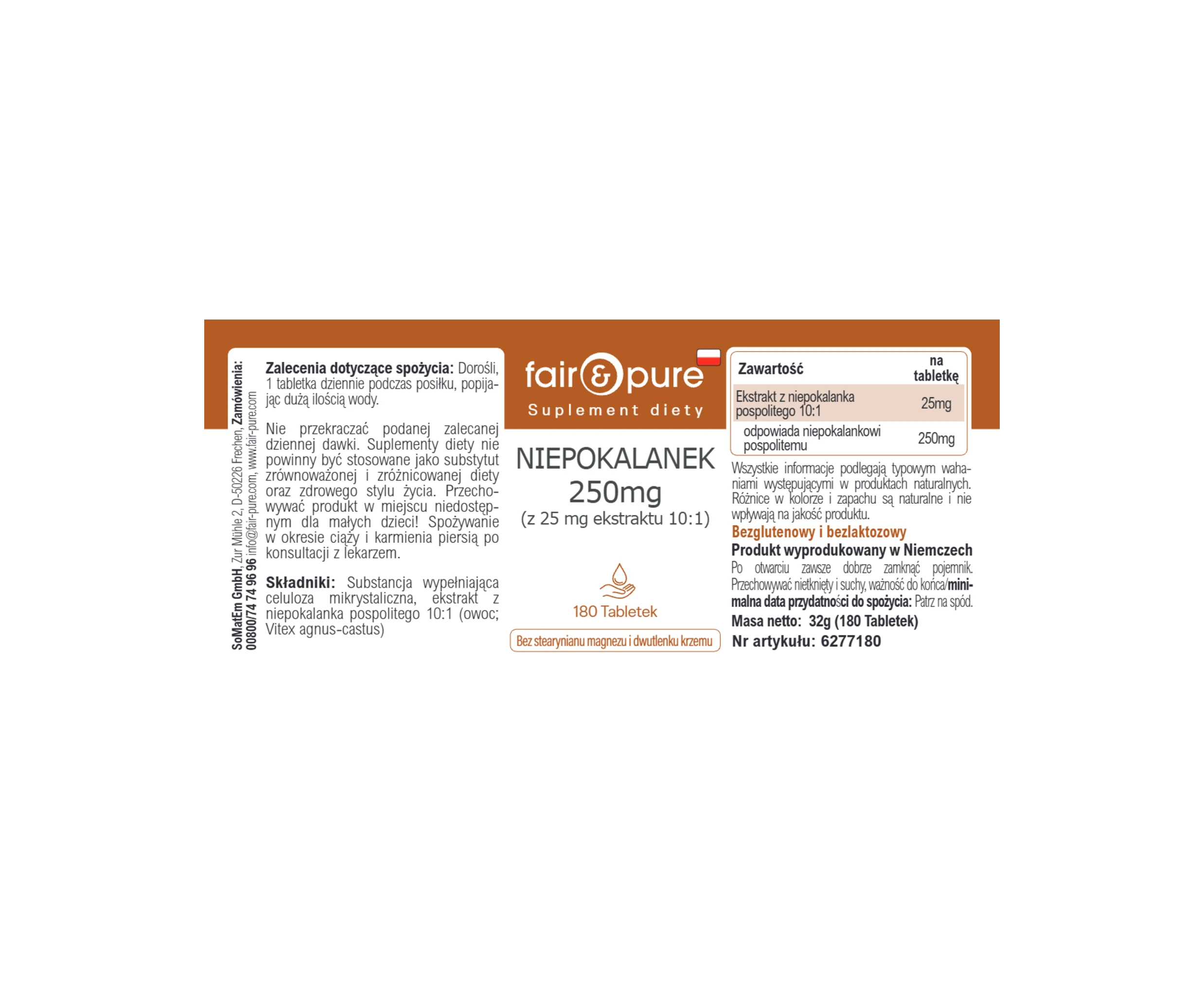 CHASTEBERRY 250mg (from 25mg 10:1 Extract) - 180 Tablets | fair-pure
