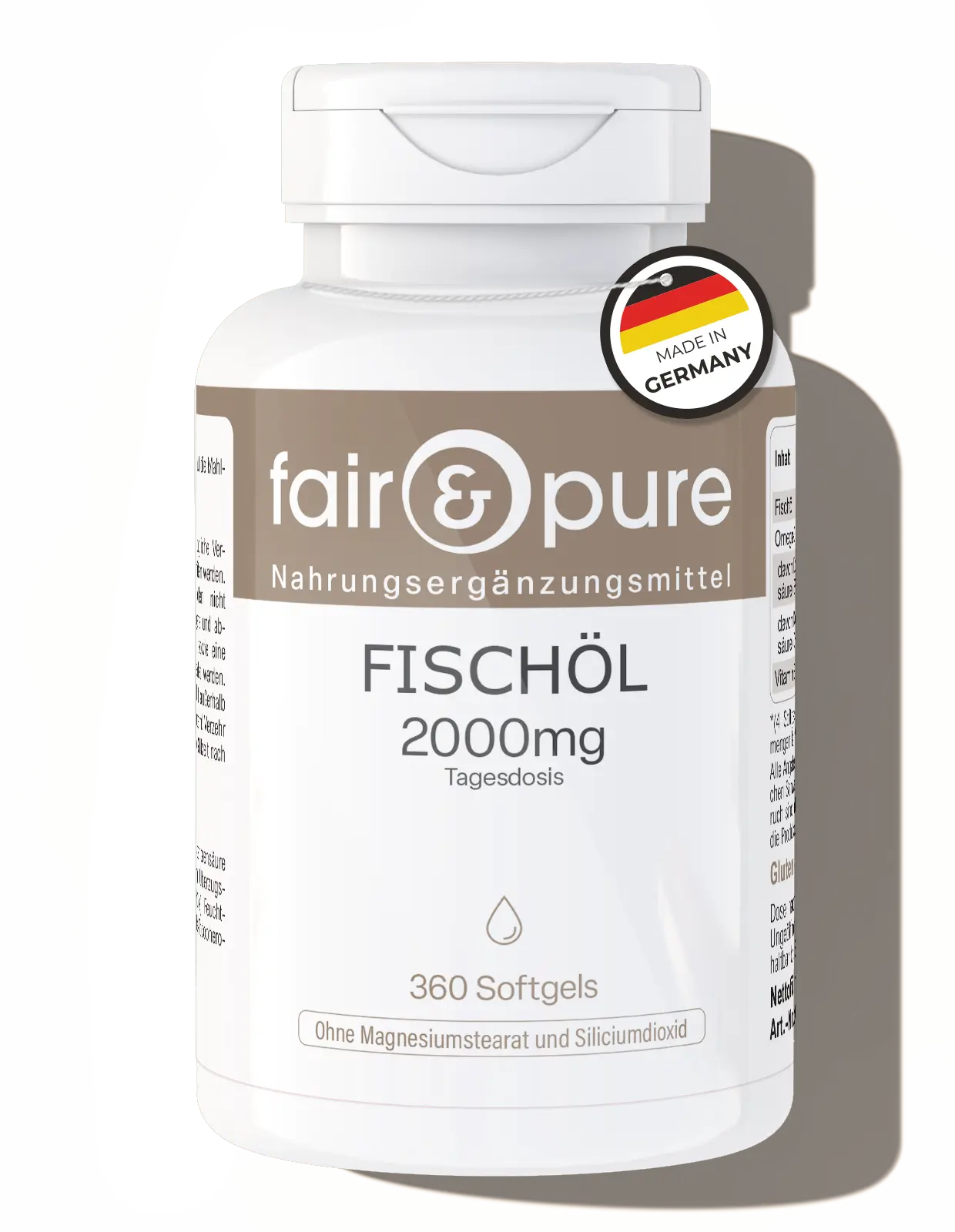 Fish Oil 2000 mg - 360 softgels - with Vitamin E | fair-pure