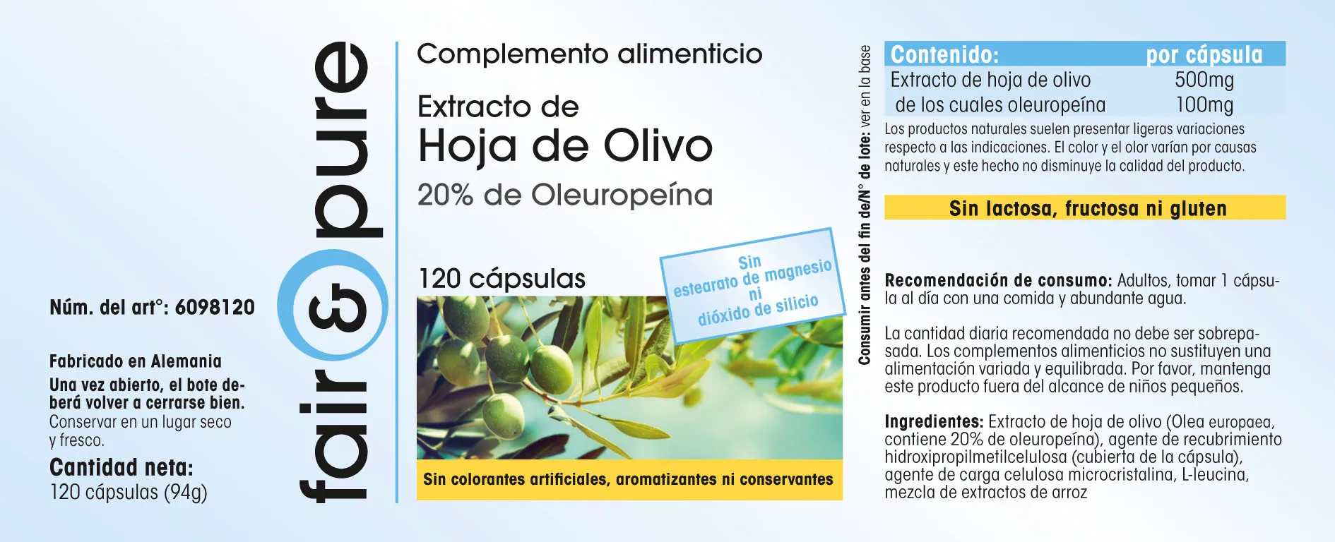 Extracto de Hoja de Olivo 500mg