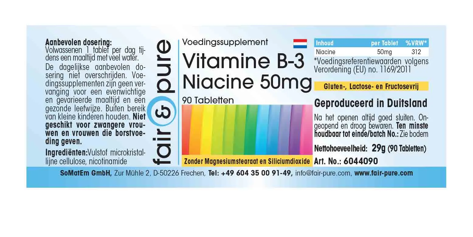 Vitamine B3 Niacine 50mg