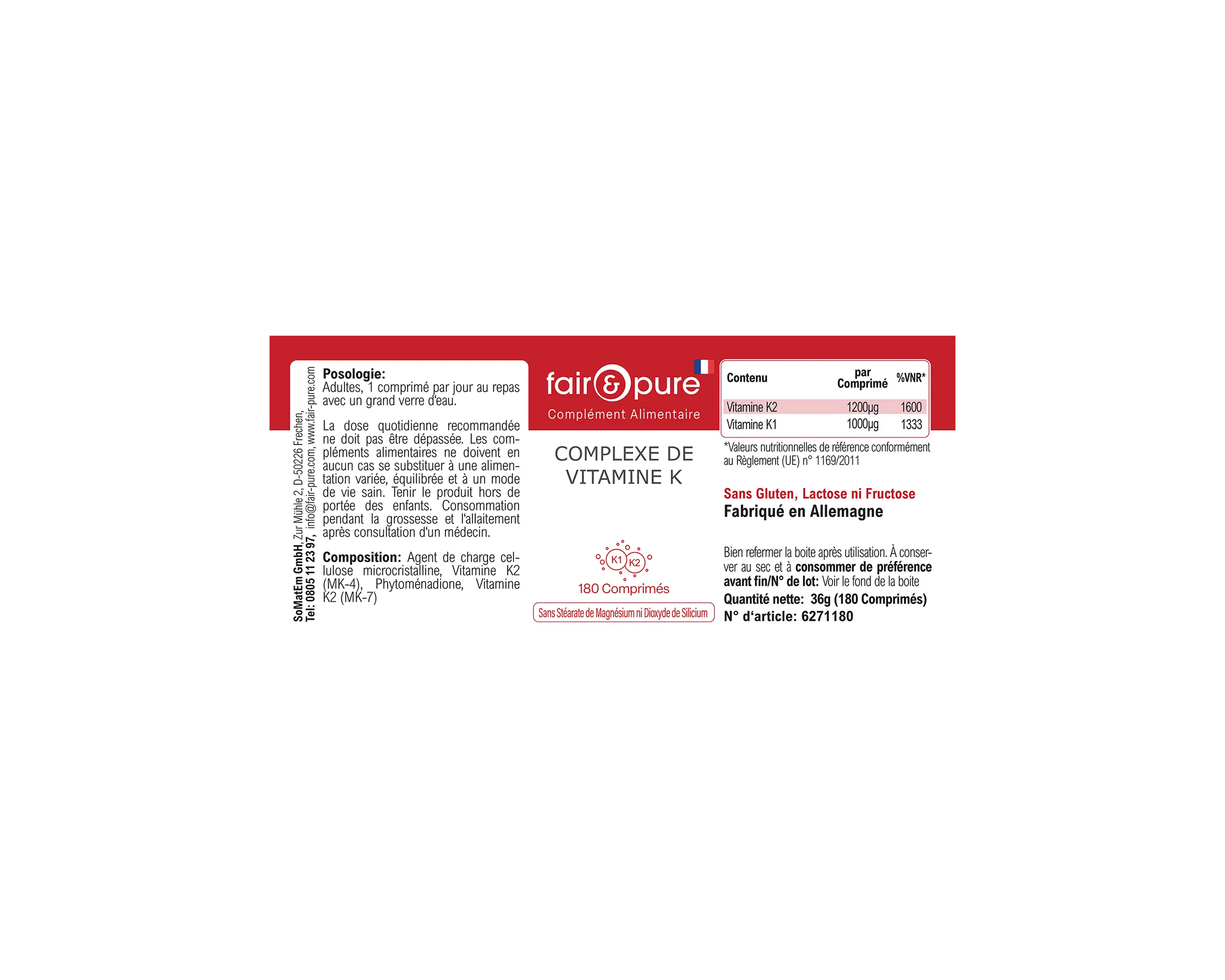 Vitamine K Complex - 180 Tabletten | fair-pure