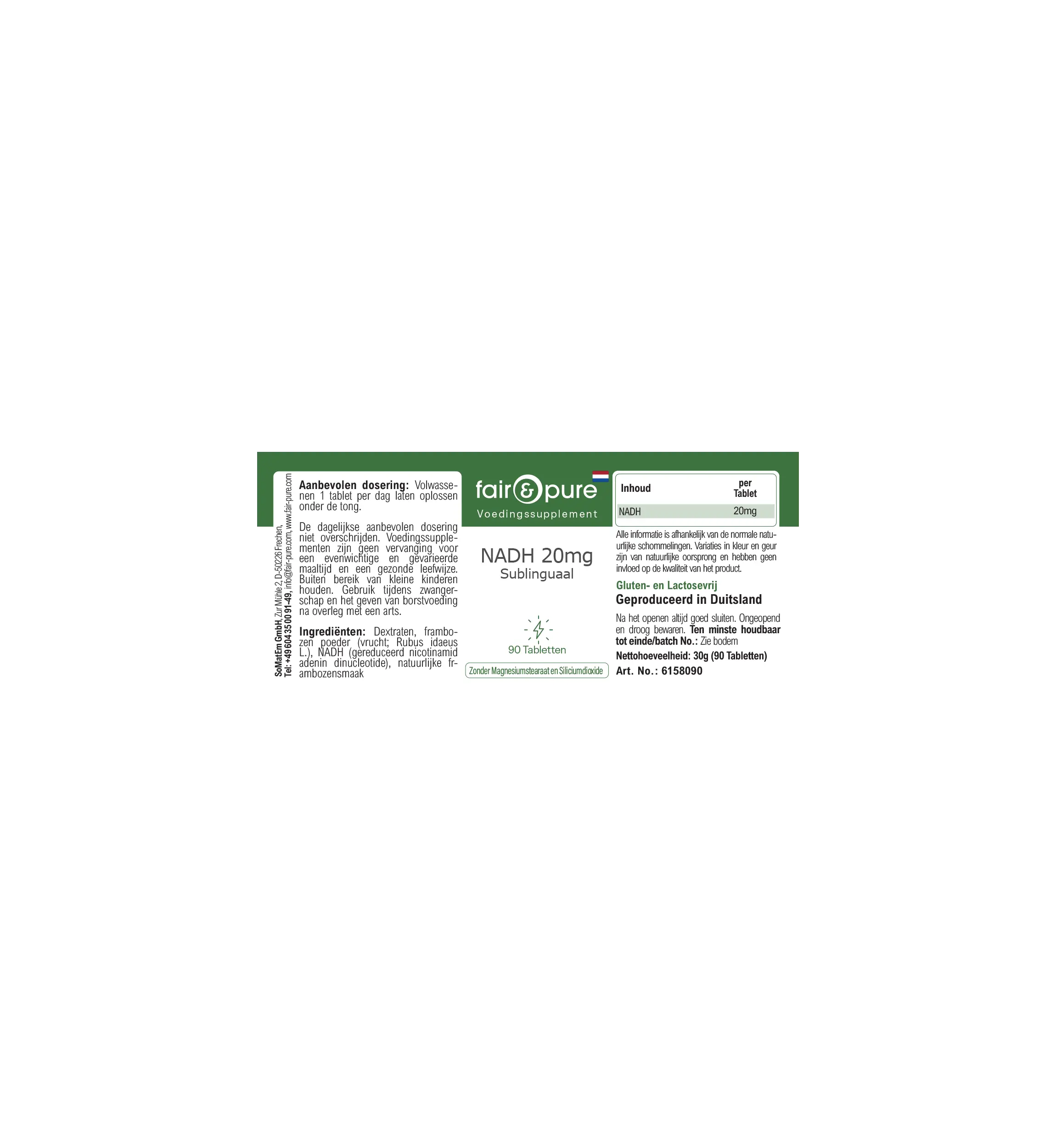 NADH 20mg sublingual - 90 Tabletten | fair-pure
