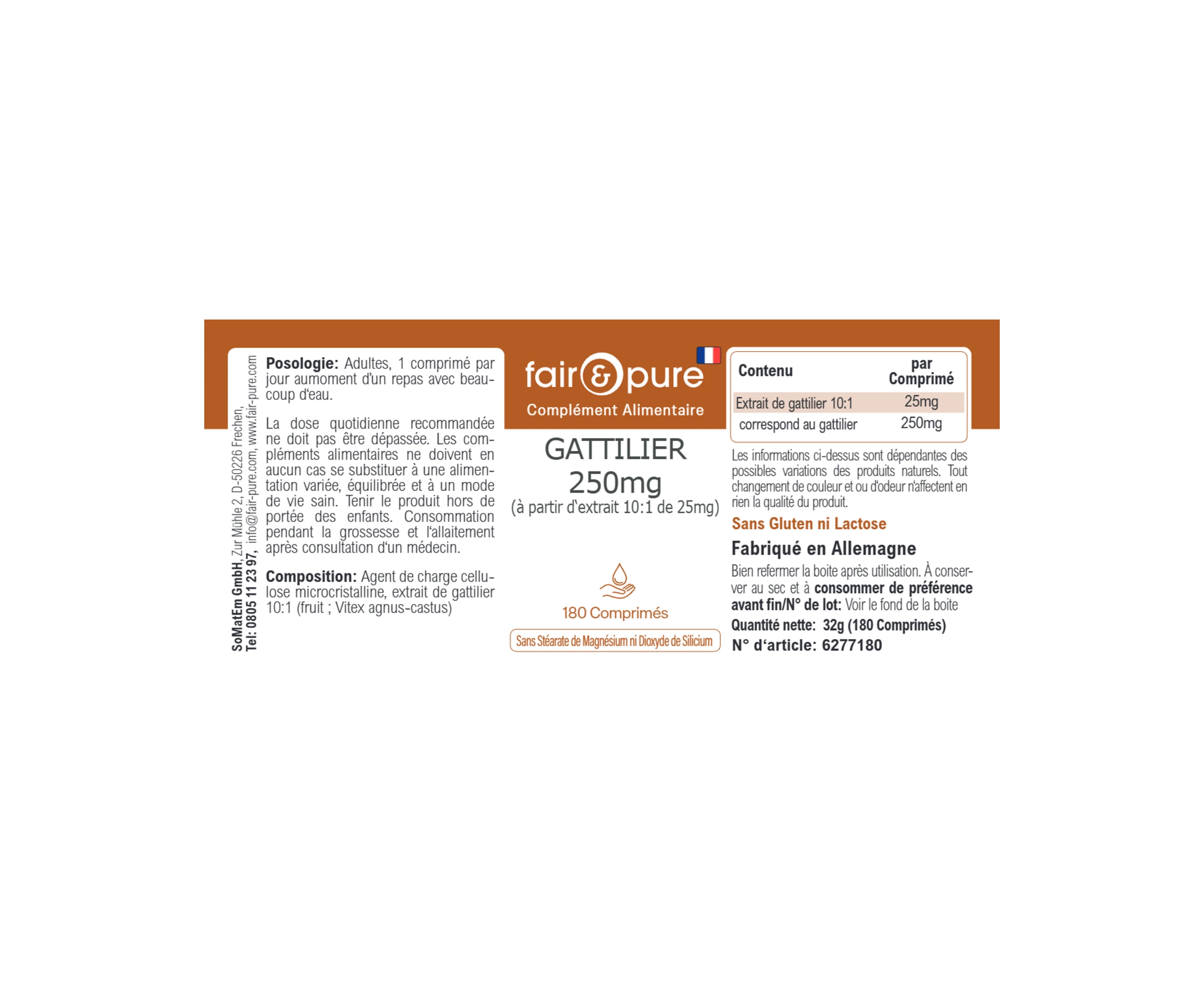 CHASTEBERRY 250mg (from 25mg 10:1 Extract) - 180 Tablets | fair-pure