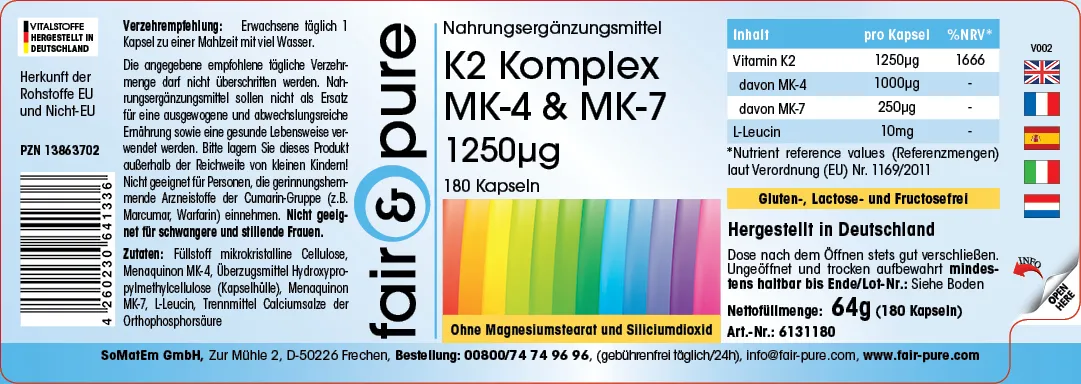 Complejo de Vitamina K2 1250µg