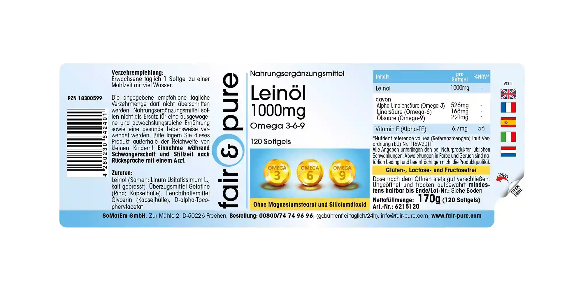 Lijnzaadolie 1000mg Omega 3-6-9