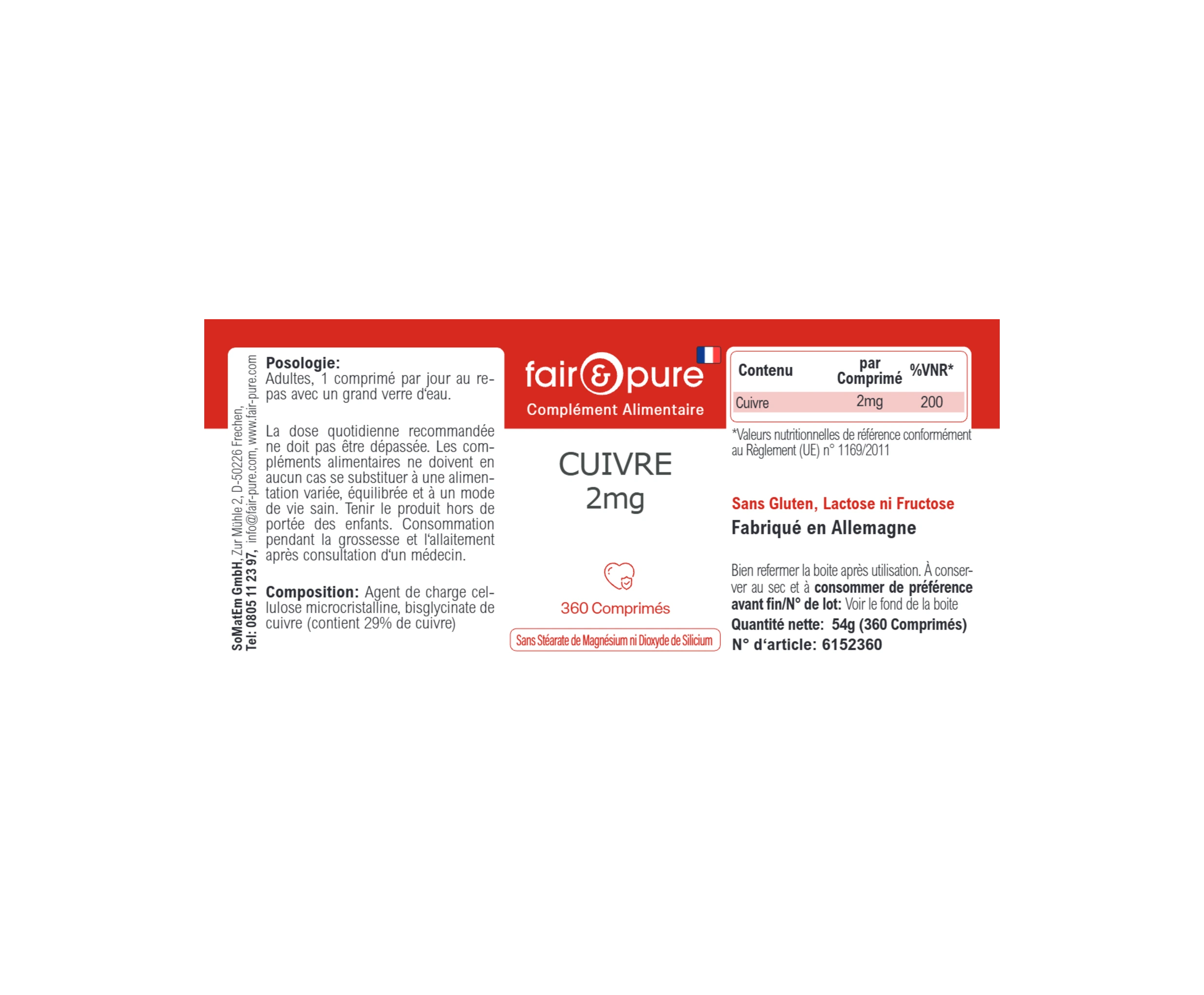 Kupfer 2mg - 360 Tabletten | fair-pure