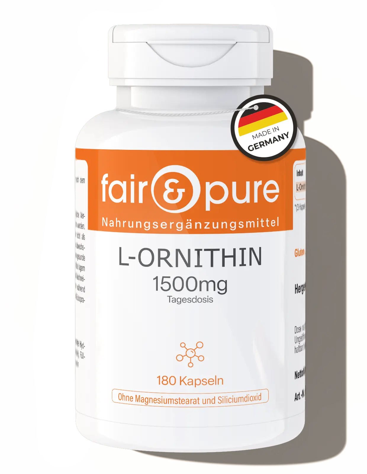 L-ornithine 1500 mg - 180 capsules | fair-pure
