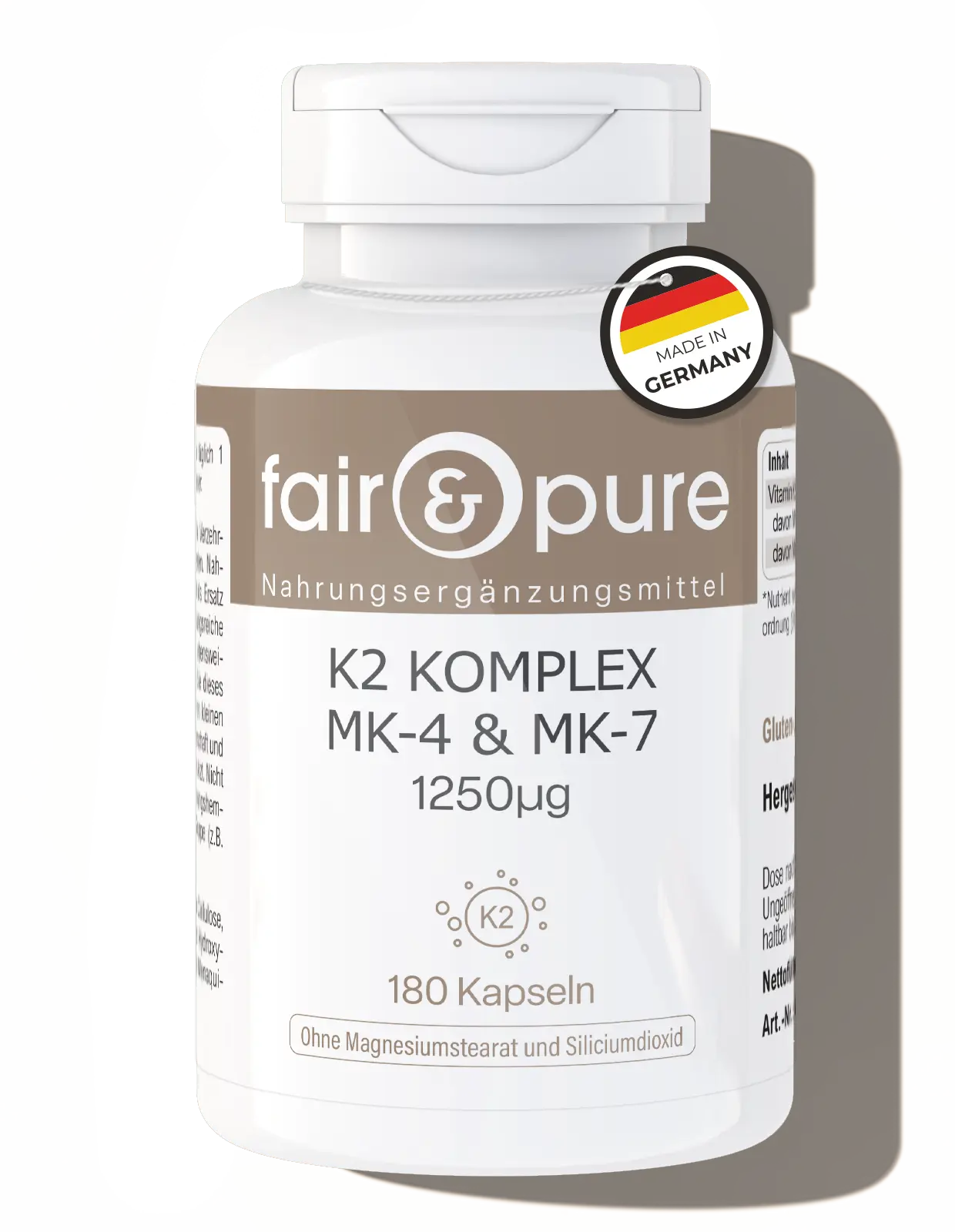 Complesso di Vitamina K2 1250µg - facile da deglutire | fair-pure