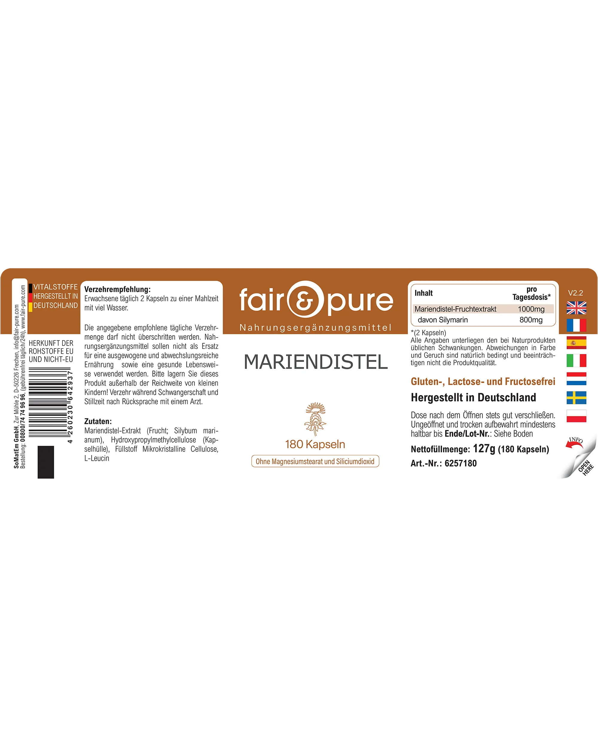 Mariendistel - 180 Kapseln | fair-pure