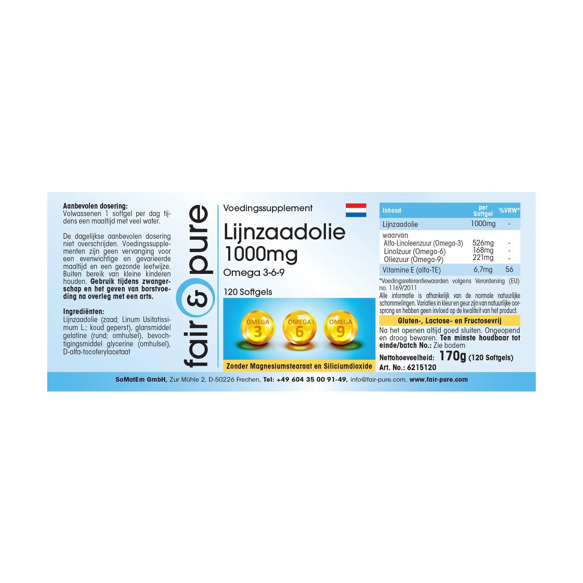 Lijnzaadolie 1000mg Omega 3-6-9