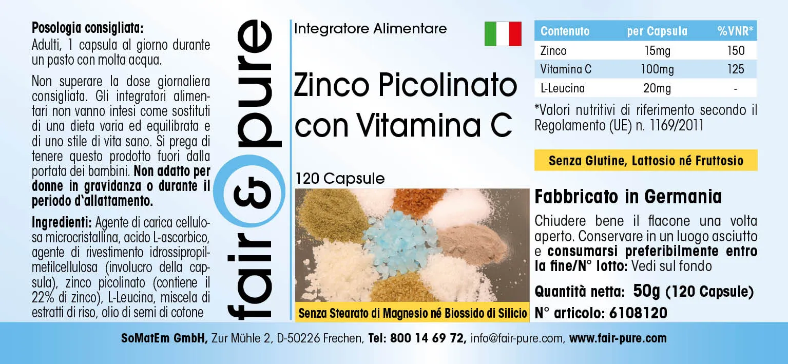 Zinc 15mg avec de la vitamine C