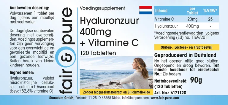 Hyaluronzuur 400mg + Vitamine C