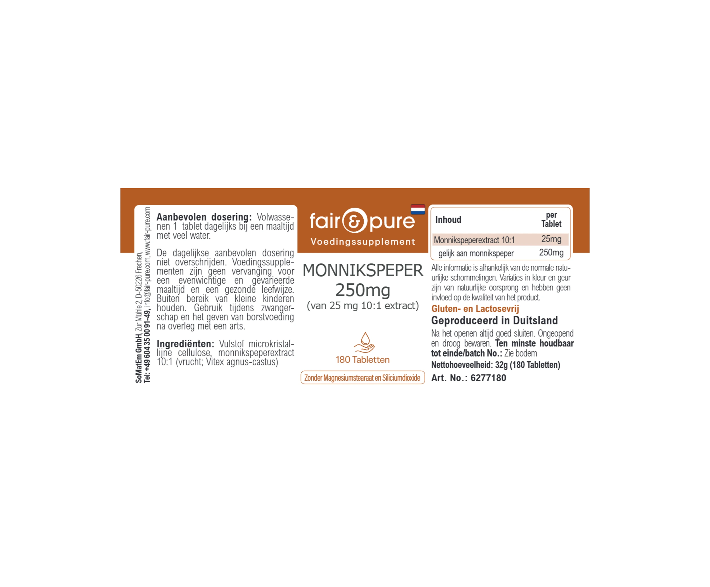 CHASTEBERRY 250mg (from 25mg 10:1 Extract) - 180 Tablets | fair-pure