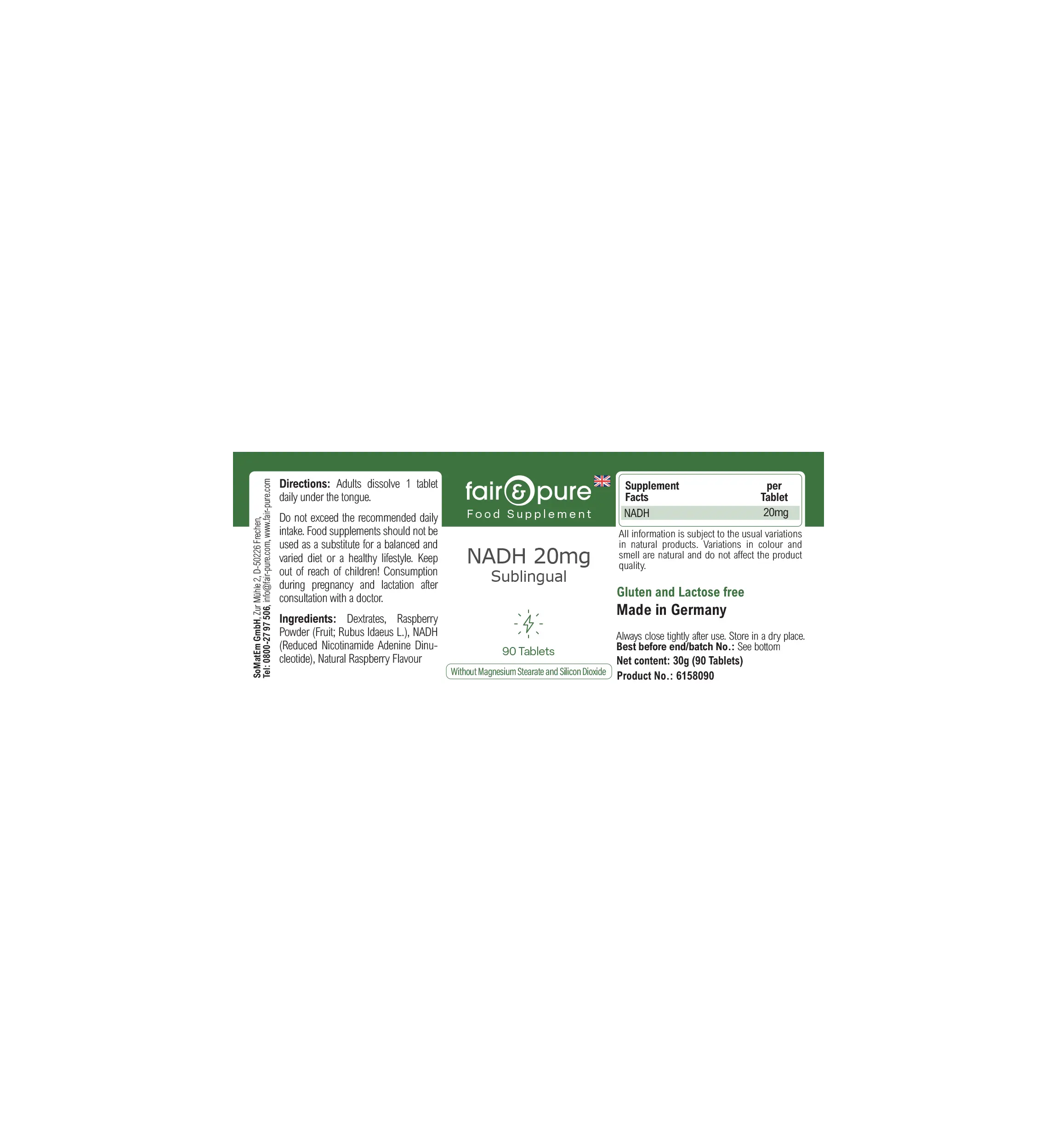 NADH 20mg sublingual - 90 Tabletten | fair-pure