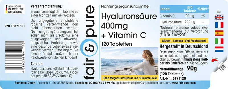 Ácido hialurónico 400mg + Vitamina C