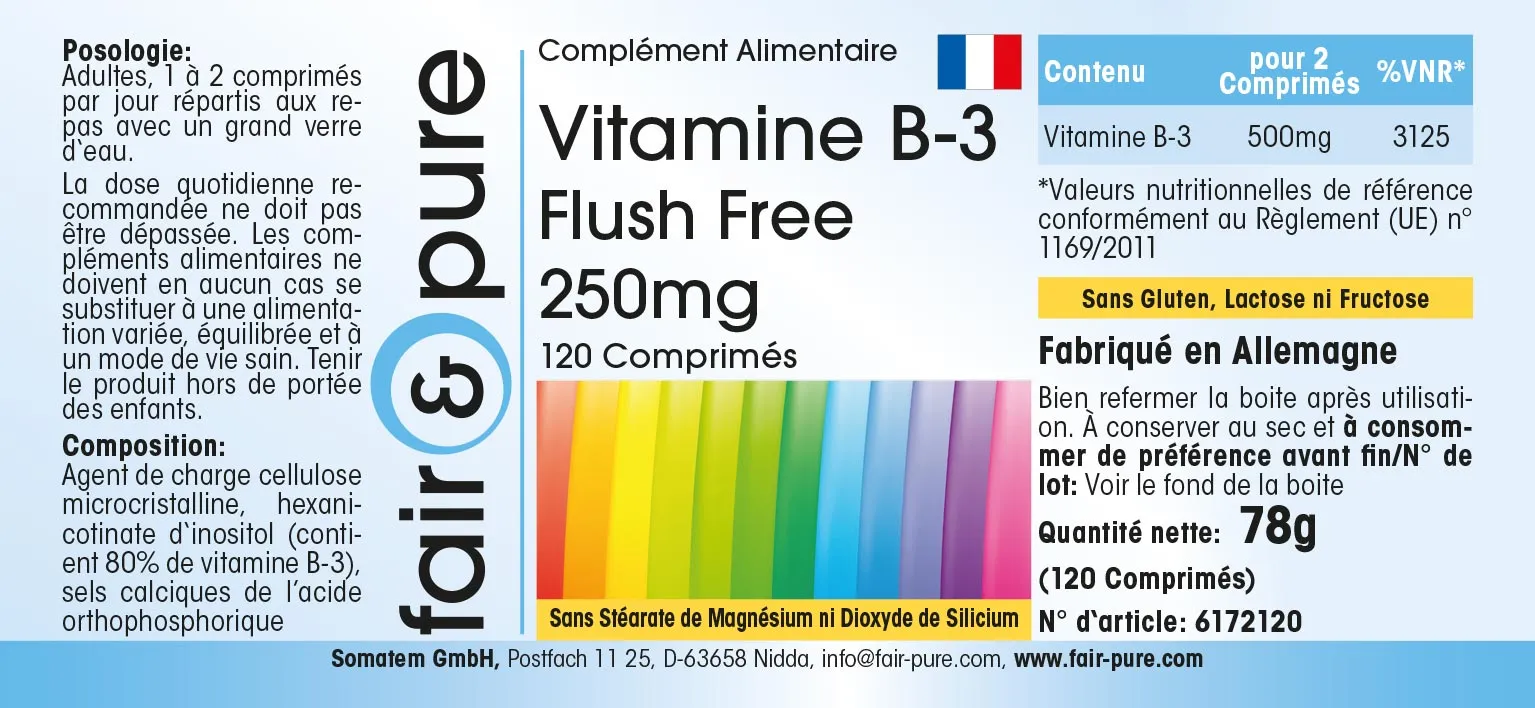 Vitamine B3 250mg Flush Free