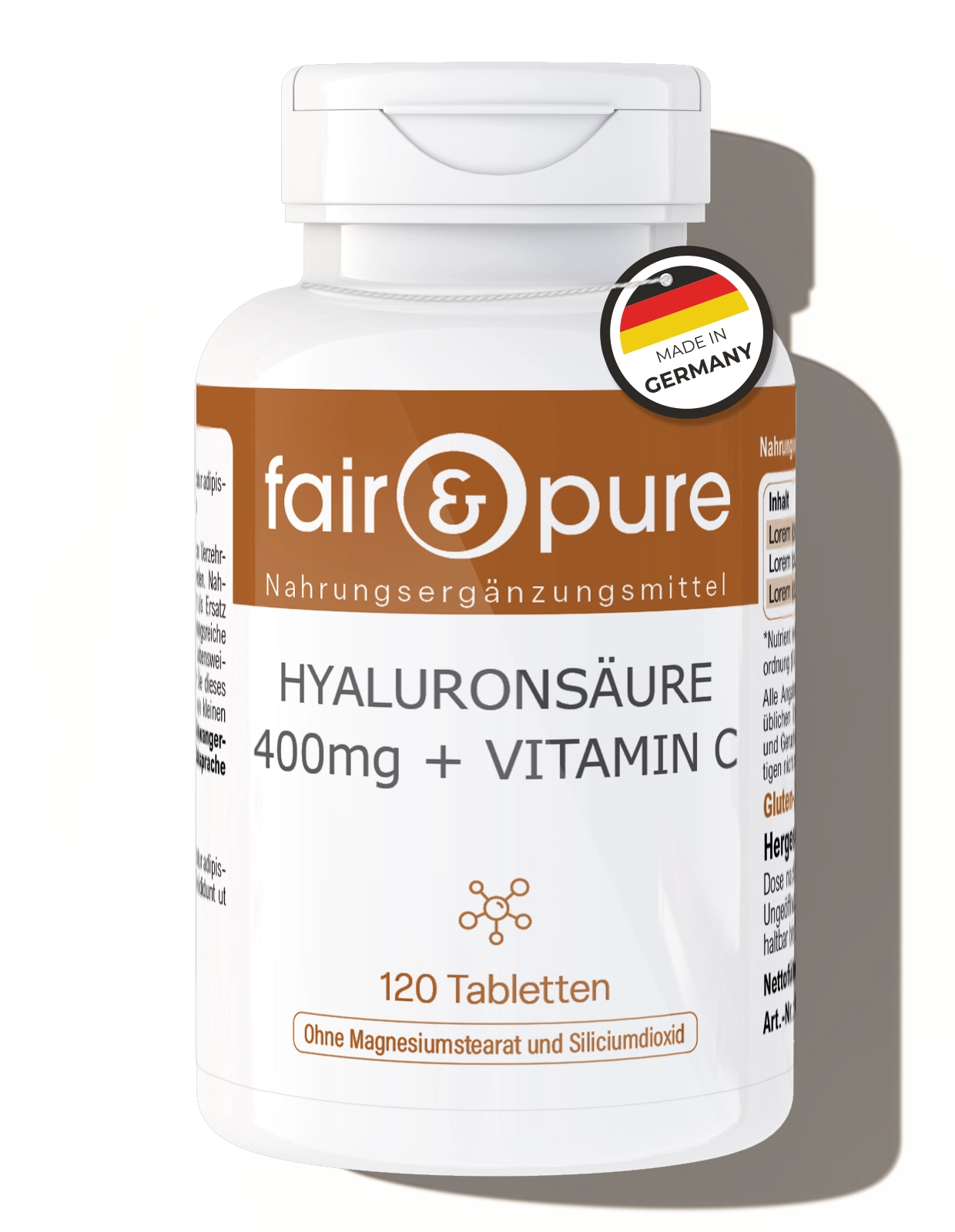 Hyaluronsäure 400mg + Vitamin C | fair-pure