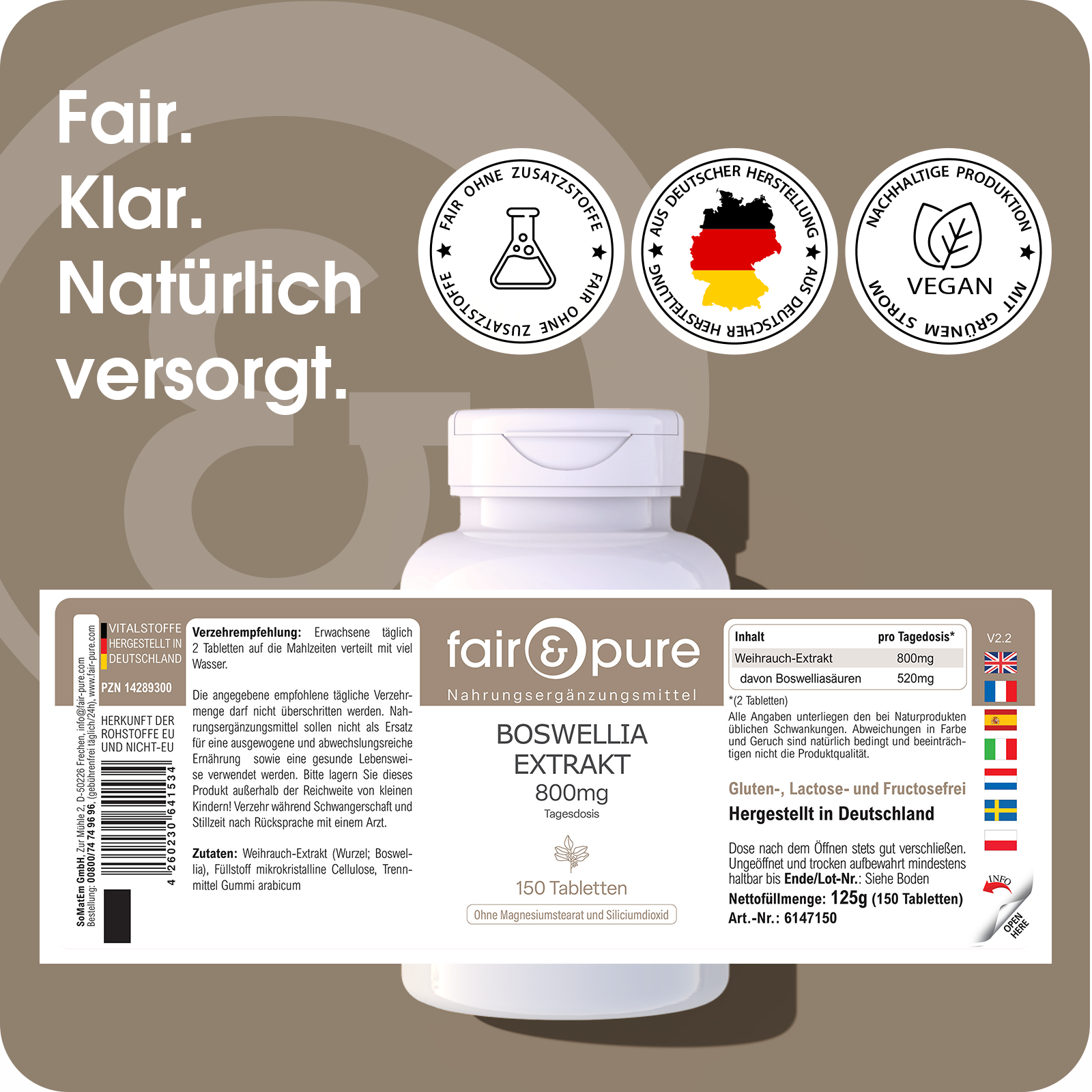 Boswellia Weihrauch Extrakt 400mg | fair-pure