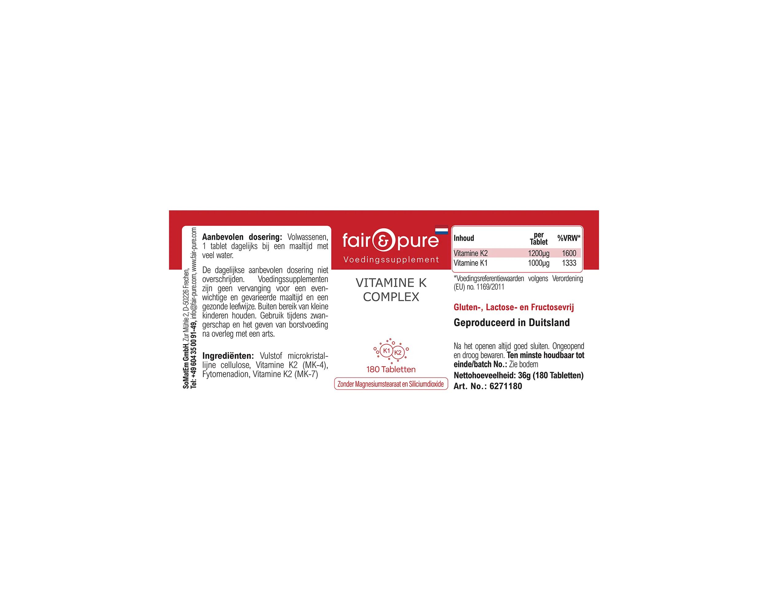Vitamine K Complex - 180 Tabletten | fair-pure