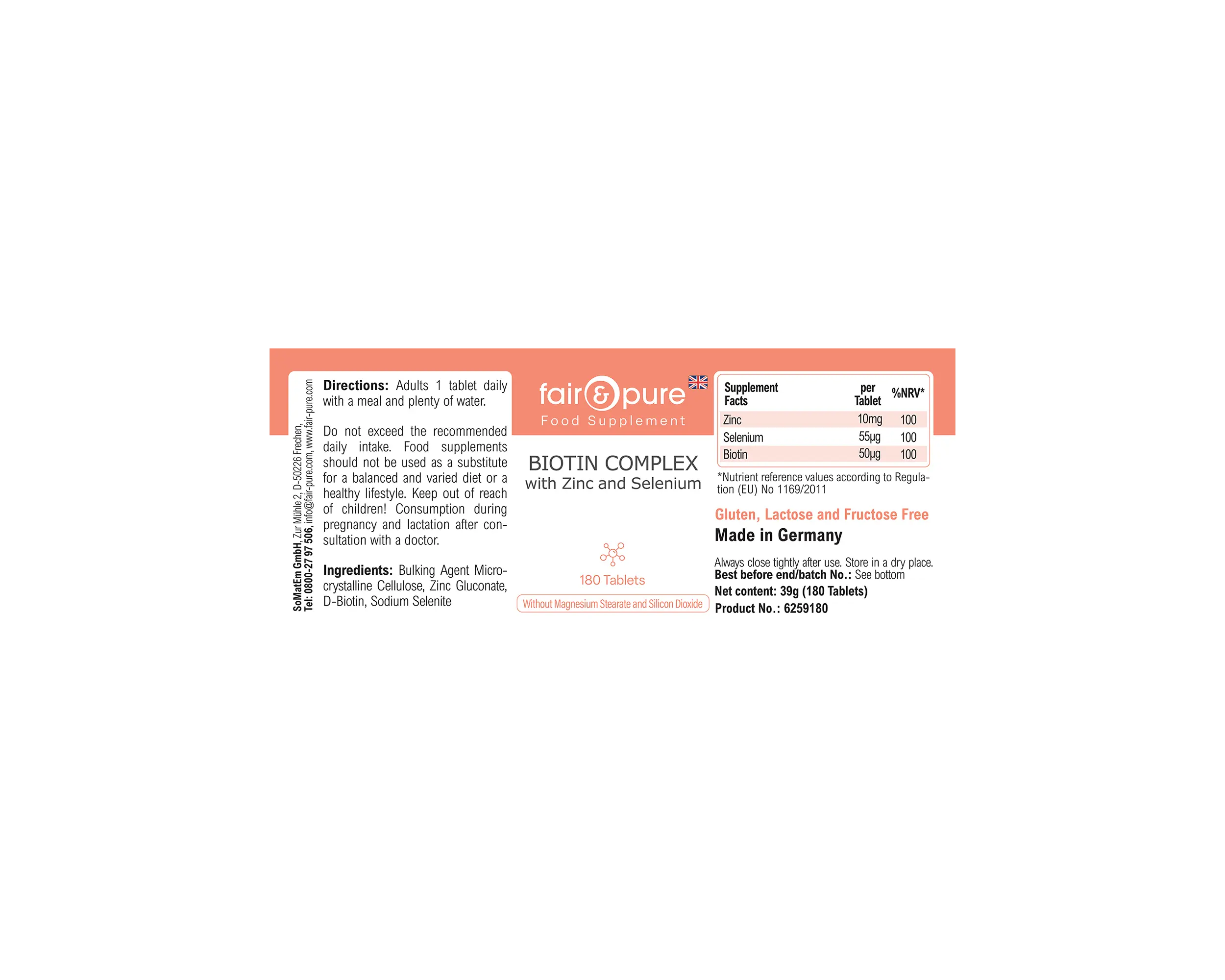 Biotin Complex with Zinc and Selenium - 180 Tablets | fair-pure