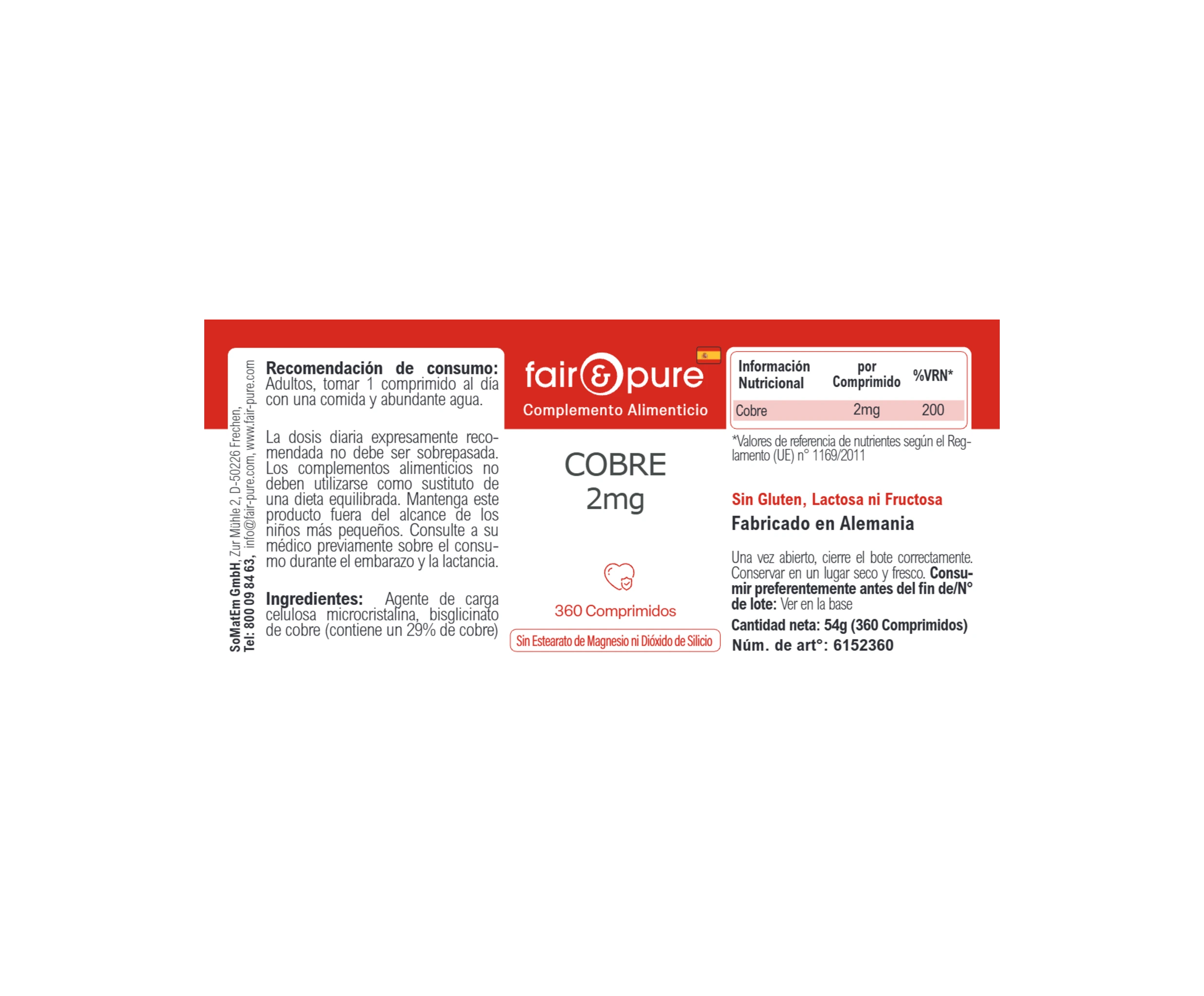 Kupfer 2mg - 360 Tabletten | fair-pure