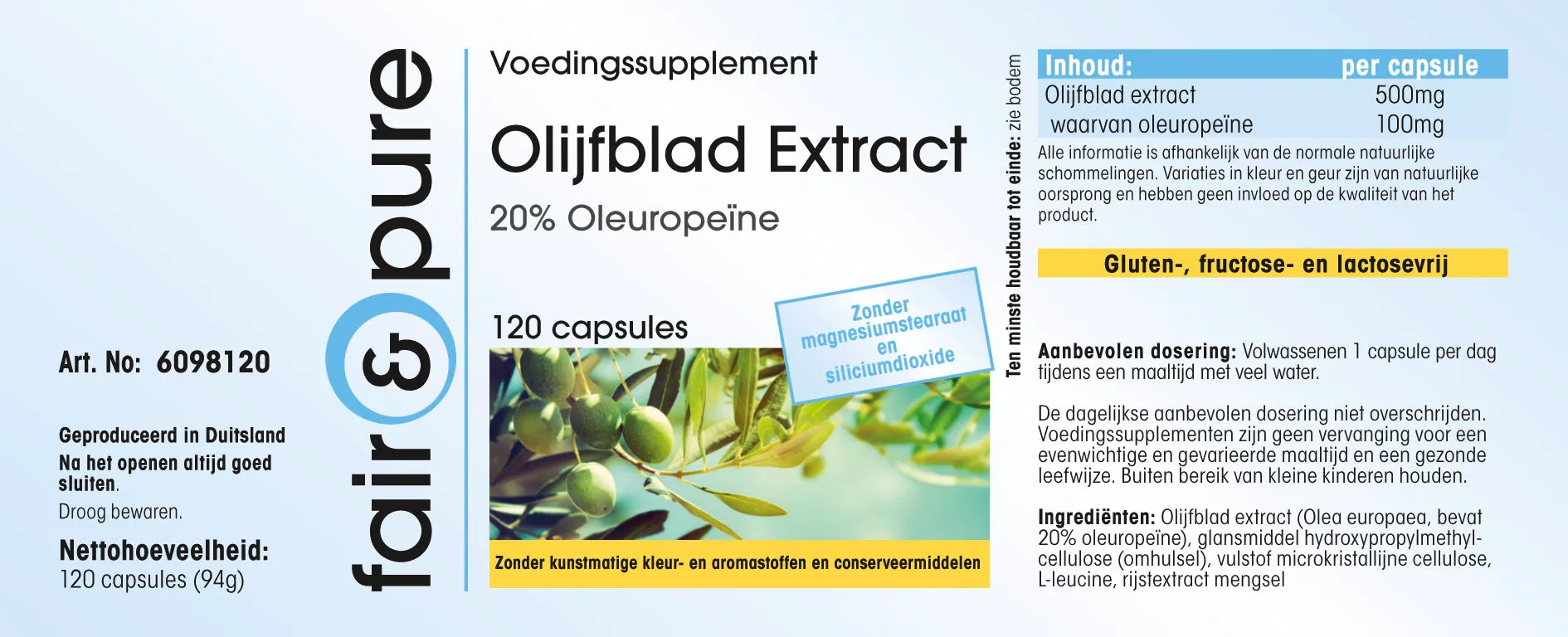 Extrait de feuille d'olivier 500mg