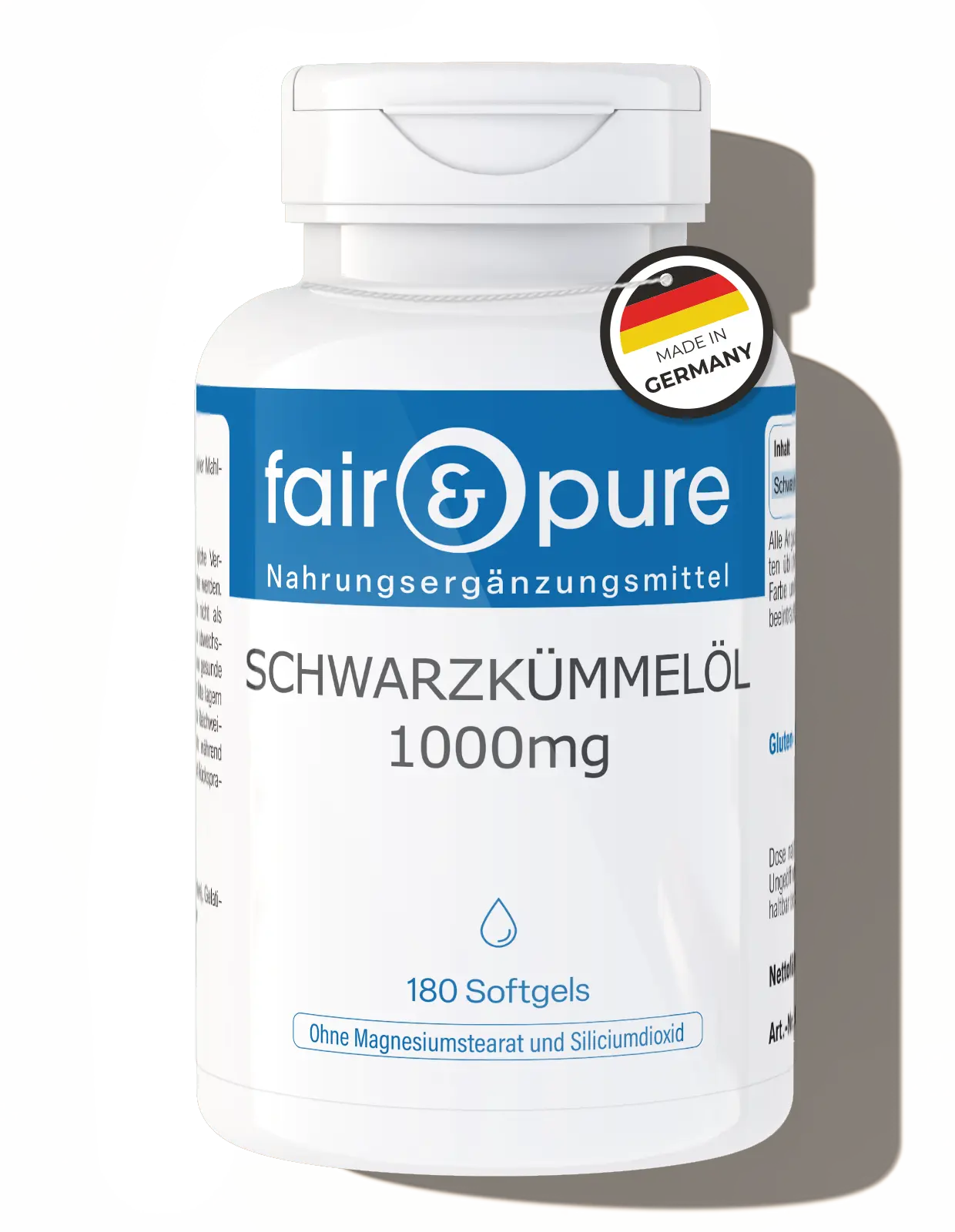 Schwarzkümmelöl 1000mg - 180 Softgels | fair-pure