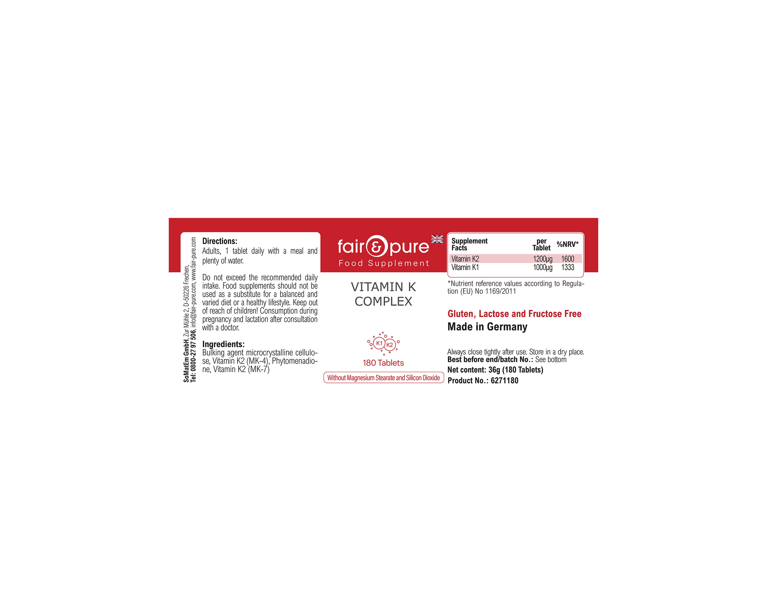 Vitamine K Complex - 180 Tabletten | fair-pure