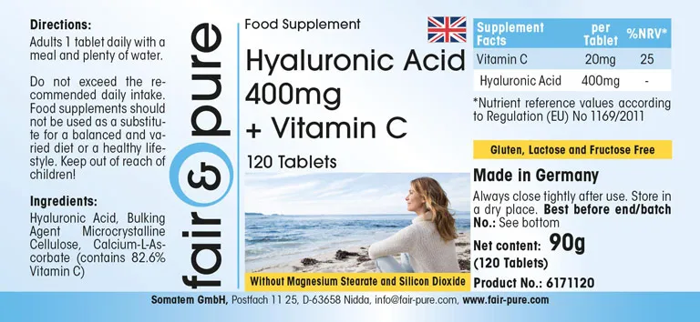 Ácido hialurónico 400mg + Vitamina C