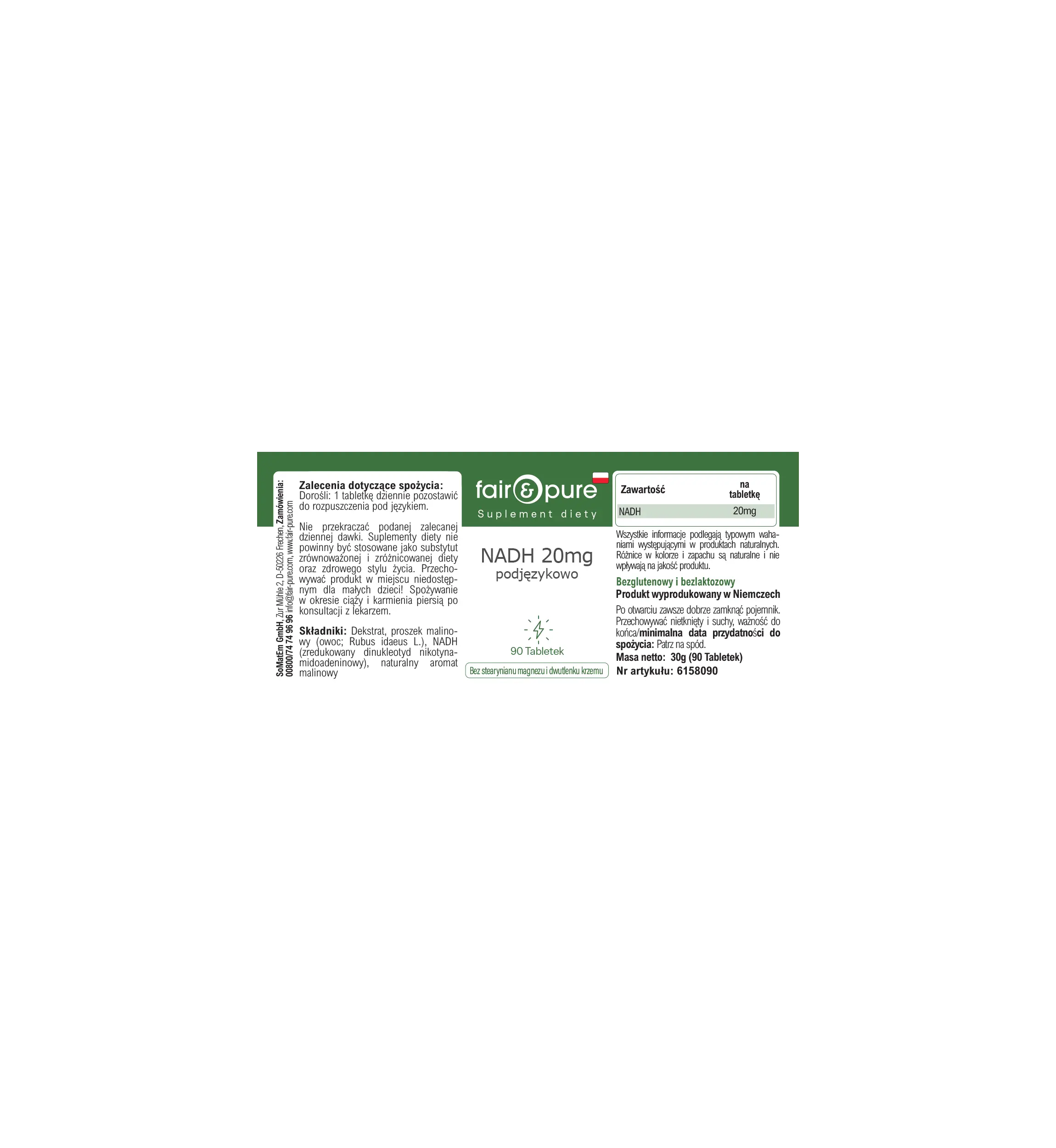 NADH 20mg sublingual - 90 Tabletten | fair-pure