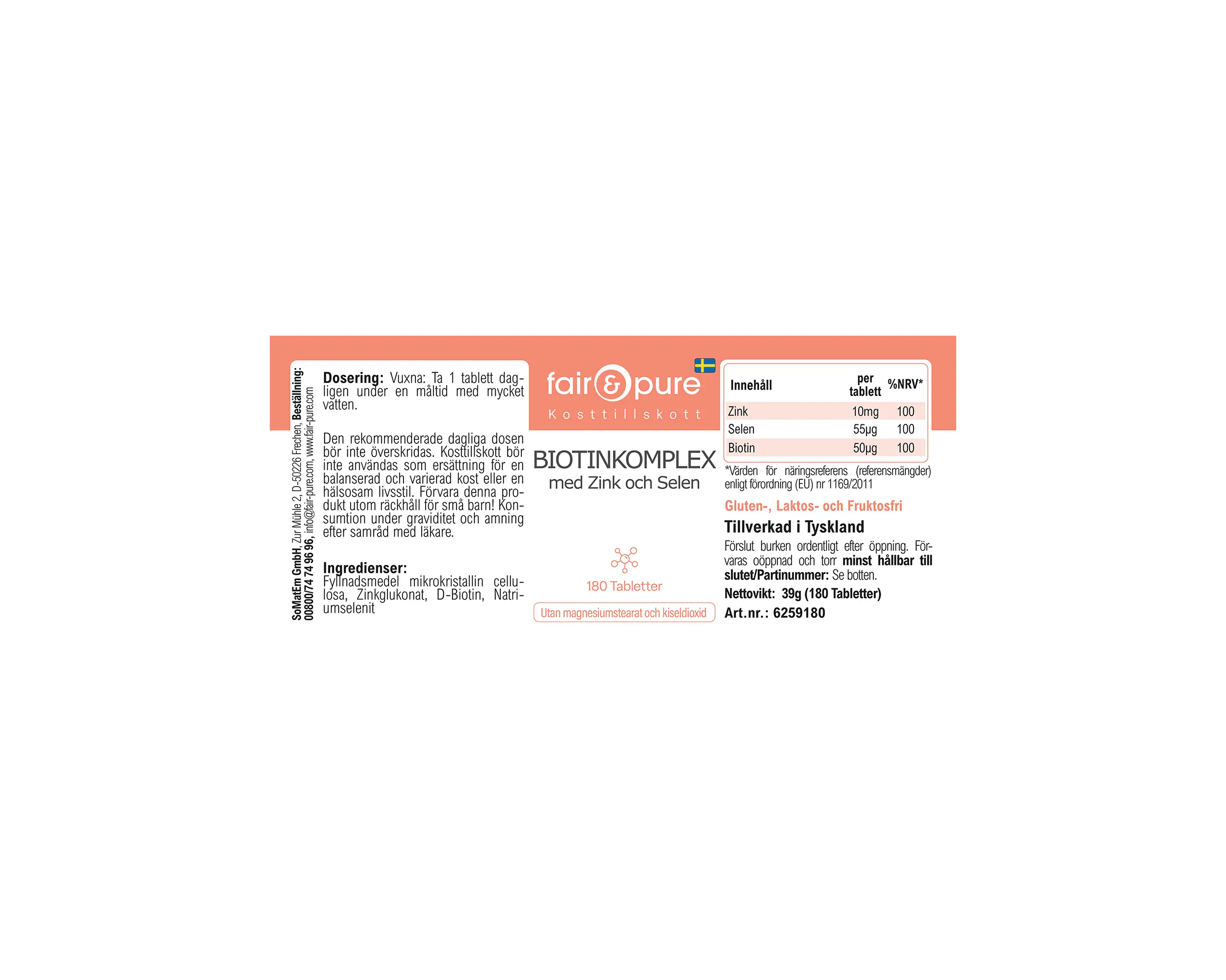 Biotin Complex with Zinc and Selenium - 180 Tablets | fair-pure