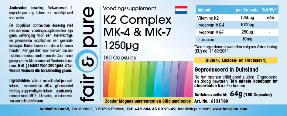 Complexe de Vitamines K2 1250µg 