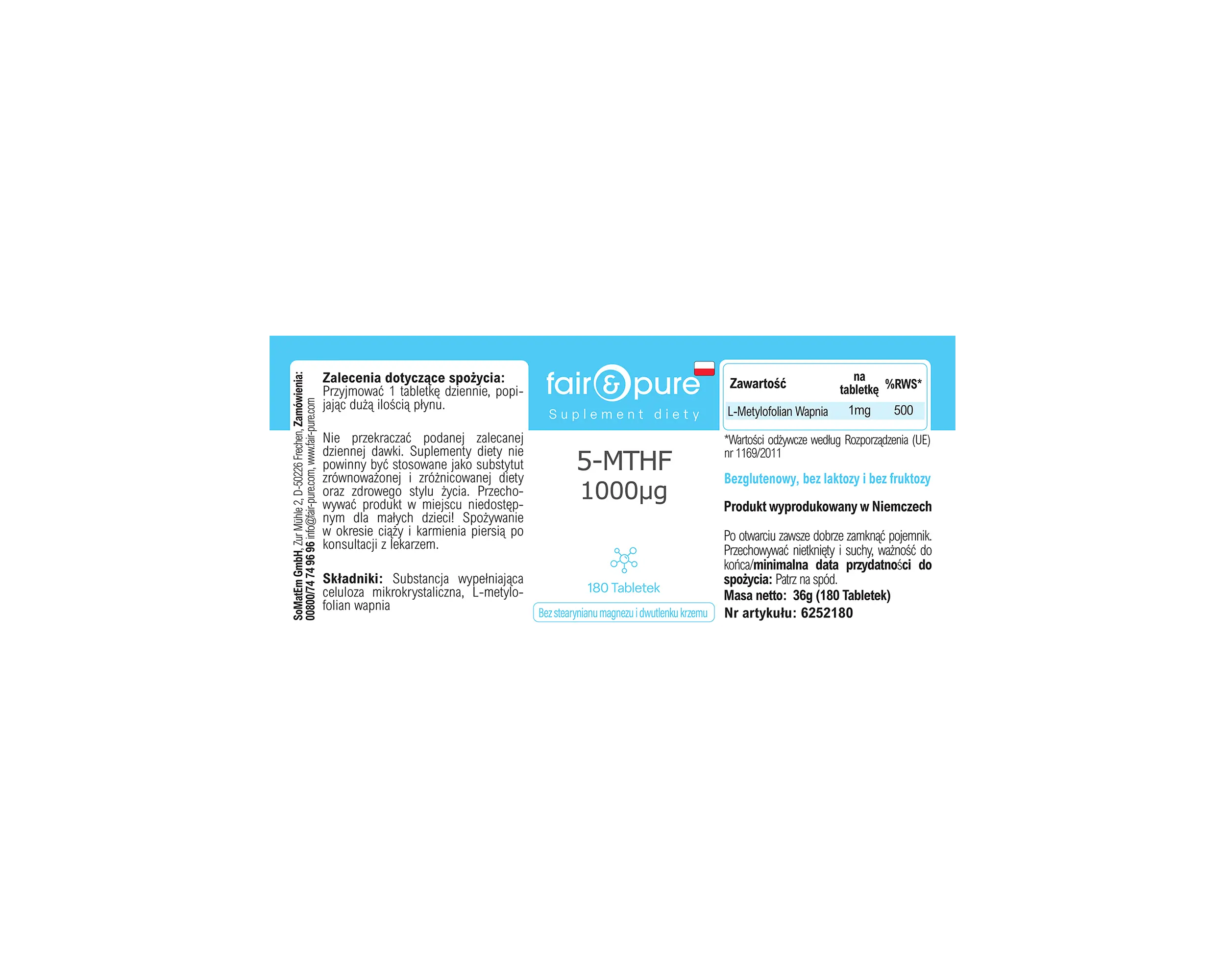 5-MTHF 1000μg - 180 Tabletten | fair-pure