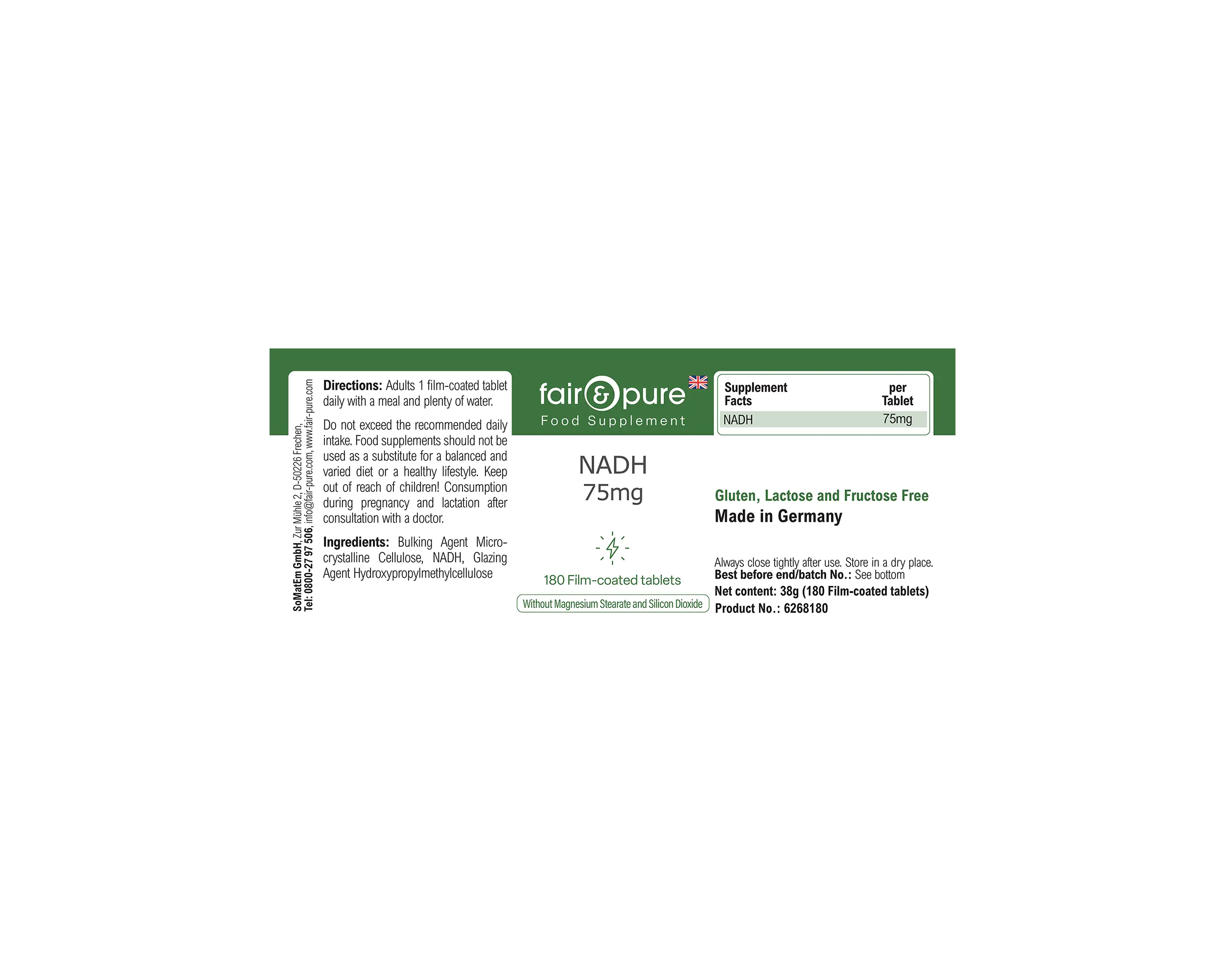 NADH 75mg - 180 Comprimidos Recubiertos | fair-pure