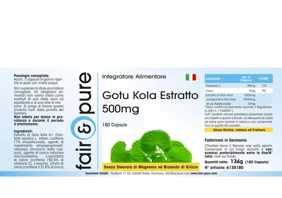 Estratto di Gotu Kola 500mg