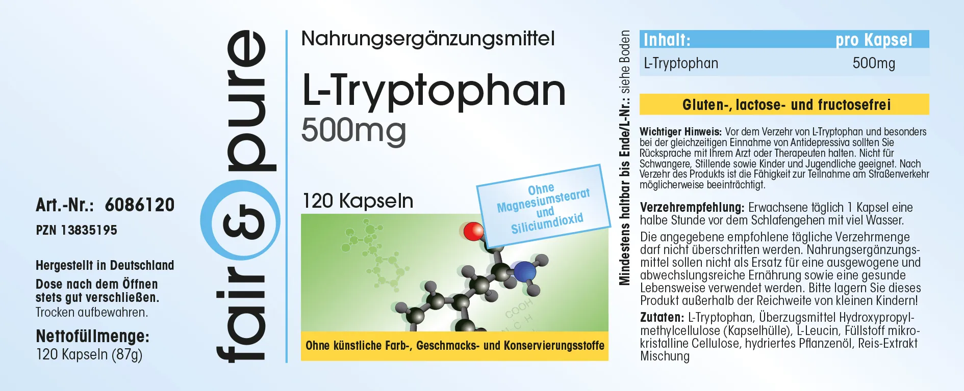 L-Tryptophane 500mg
