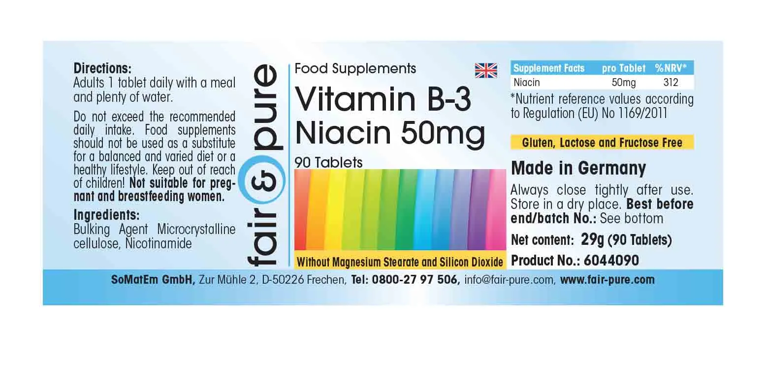 Vitamine B3 Niacine 50mg