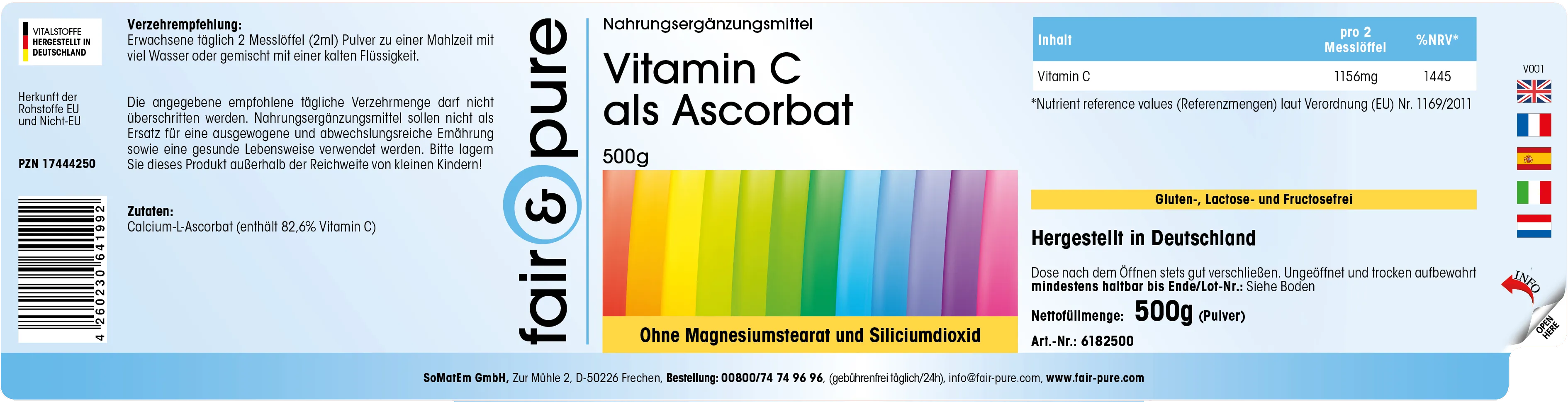 Vitamin C als Ascorbat - 500g Pulver