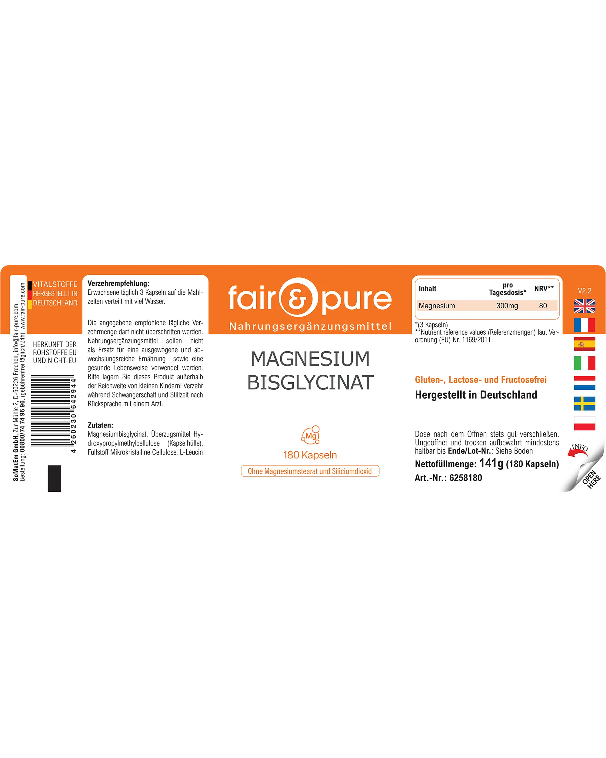 Bisglycinate de magnésium - 180 gélules | fair-pure