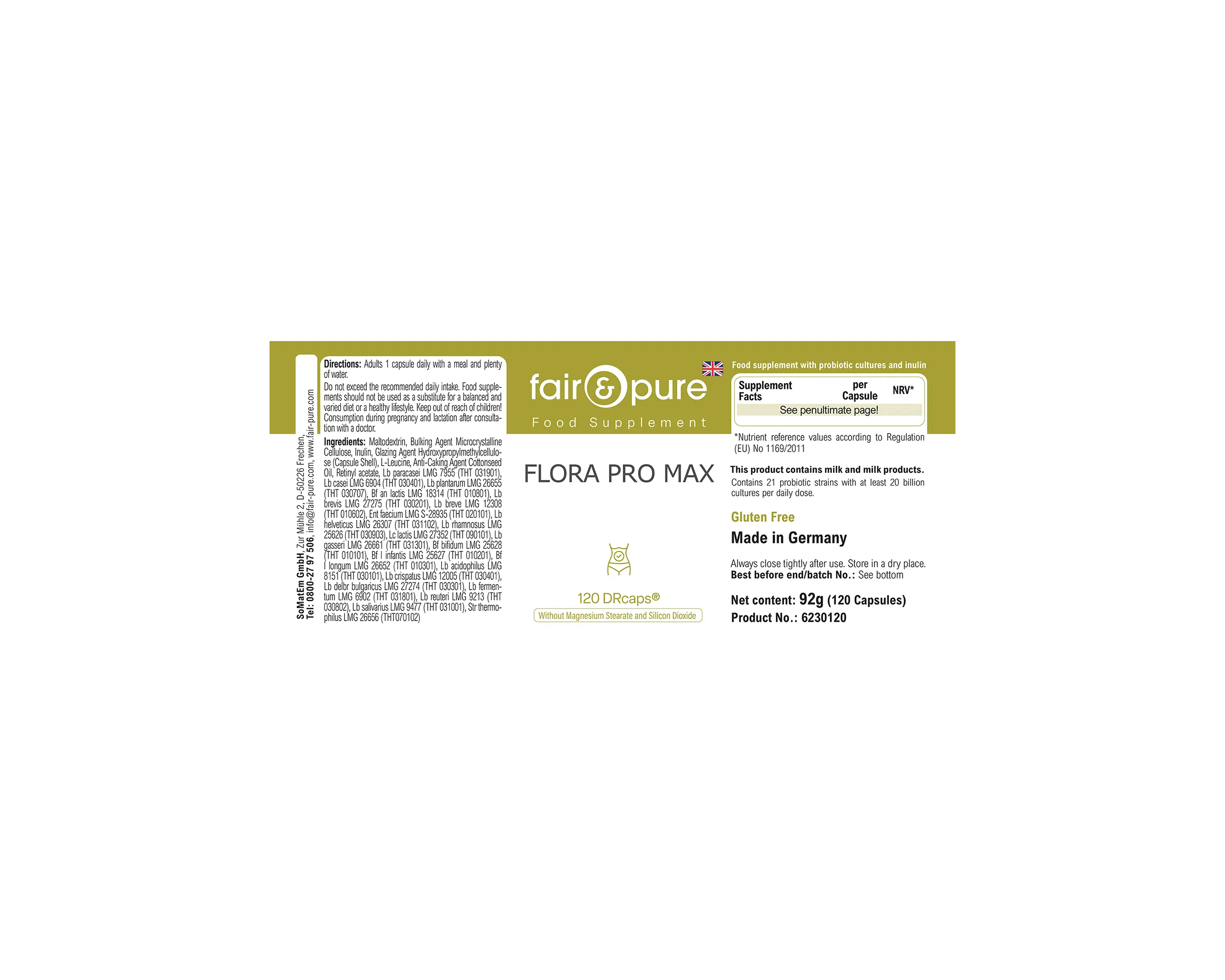 Flora Pro Max - 120 DRcaps® - mit 21 Bakterienstämmen | fair-pure
