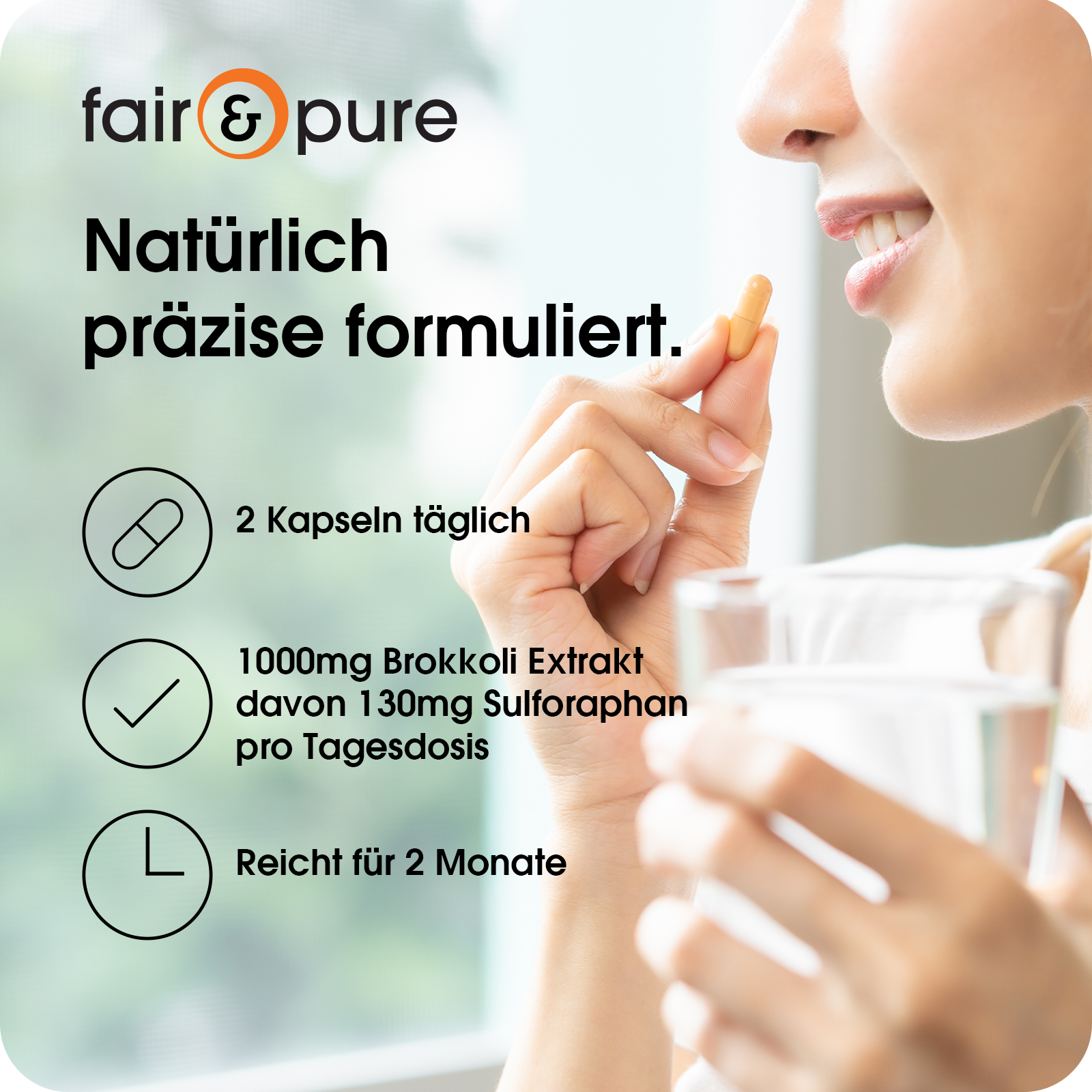 Brokkoli Kapseln 1000mg - 120 Kapseln | fair-pure