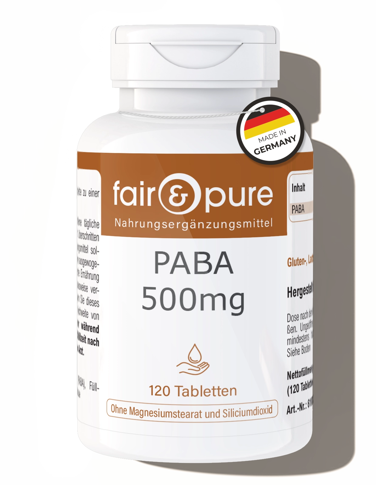 Paba PABA 500 mg - 120 Tabletten - Para-Aminobenzoesäure - Vitamin B10 ...