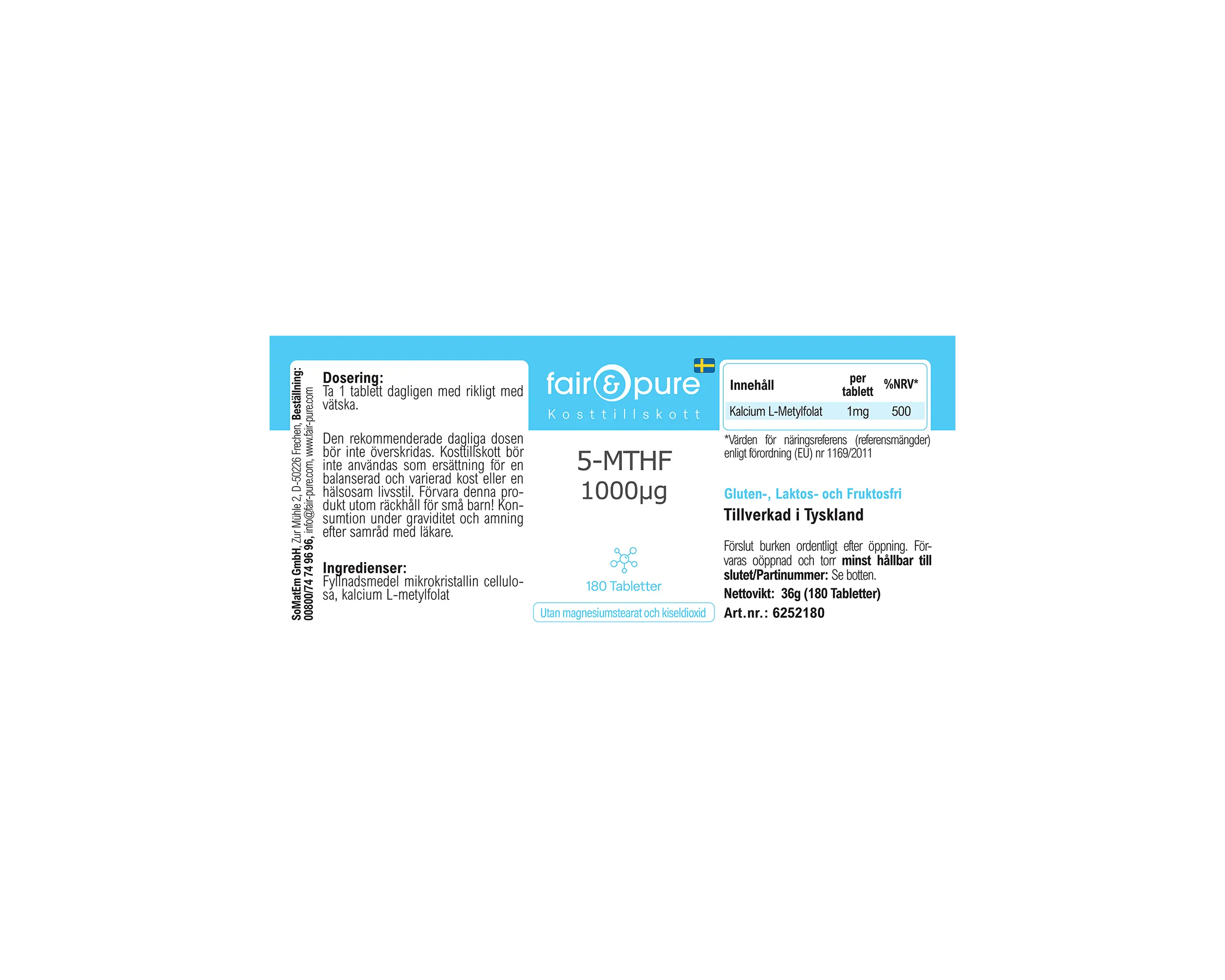 5-MTHF 1000μg - 180 Tabletten | fair-pure