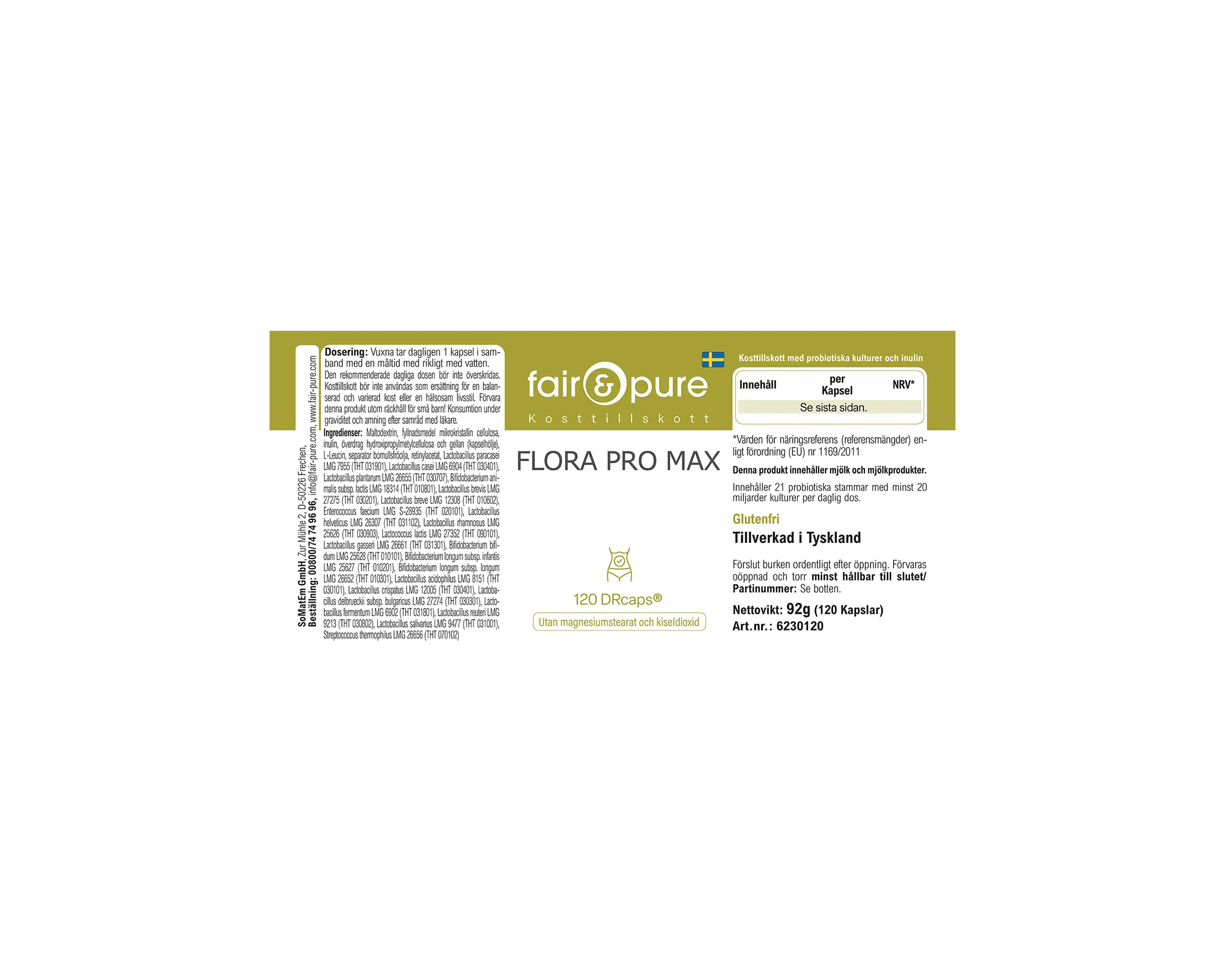 Flora Pro Max - 120 DRcaps® - mit 21 Bakterienstämmen | fair-pure