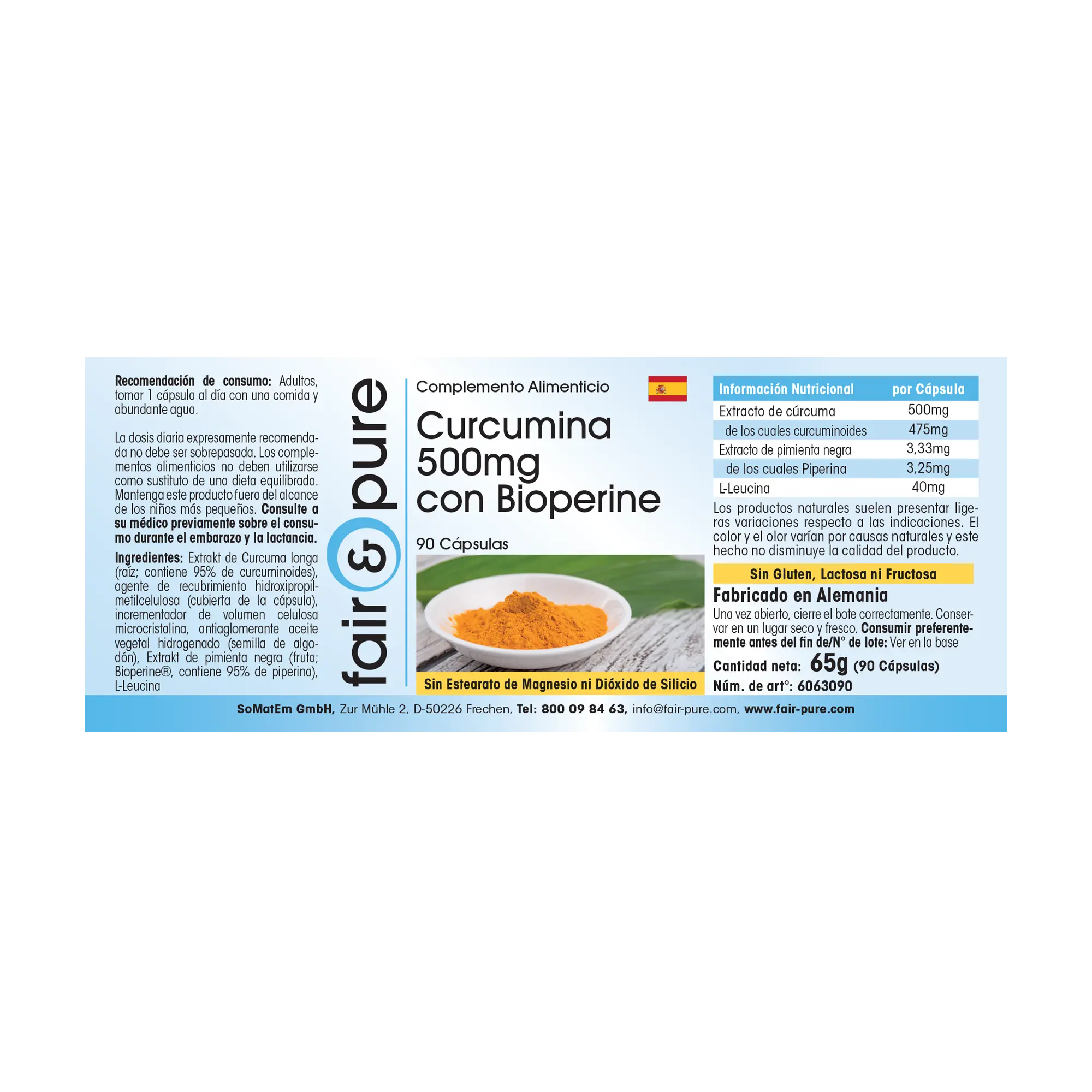 Curcumina 500mg con BioPerine