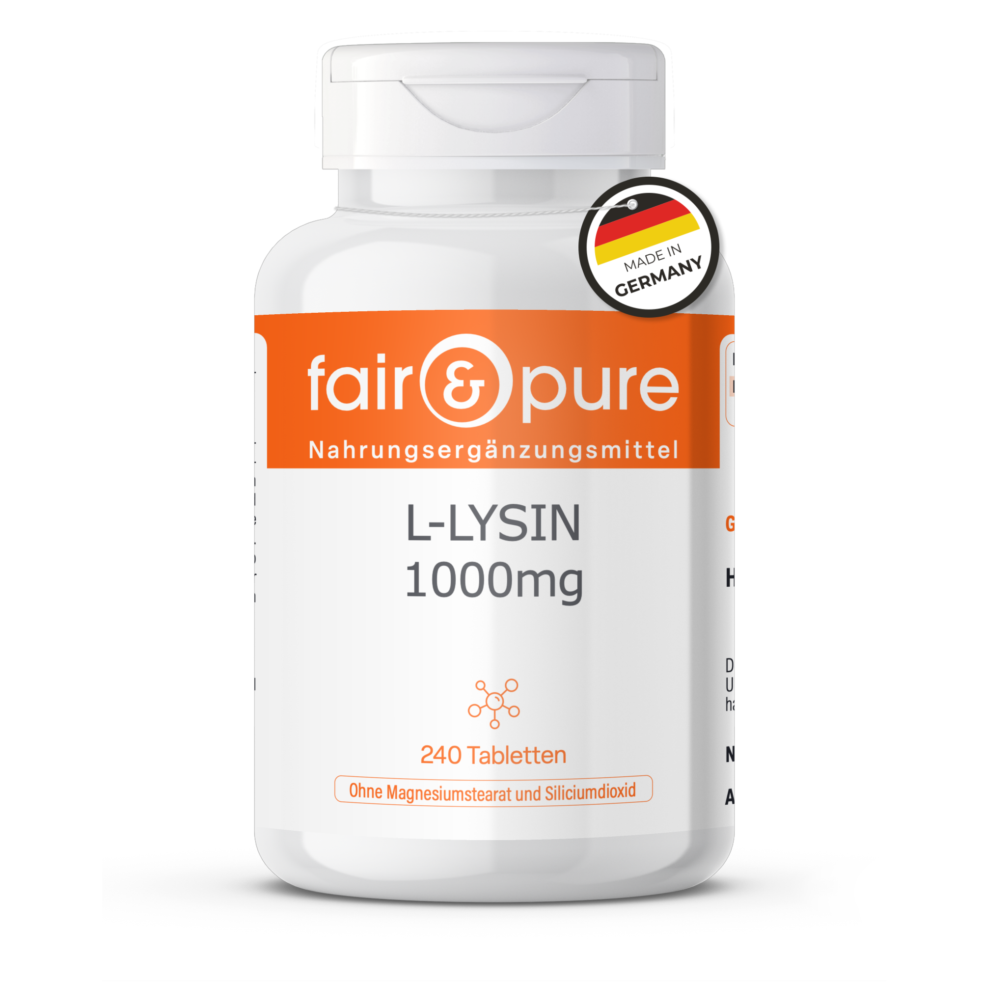 L-Lisina 1000mg - 240 comprimidos | fair-pure
