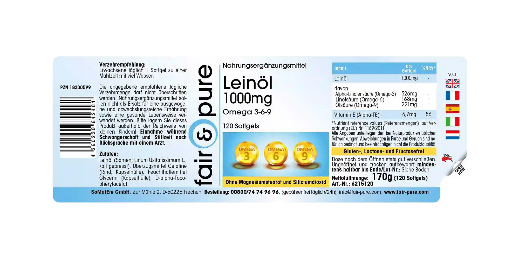 Olio di lino 1000 mg di Omega 3-6-9