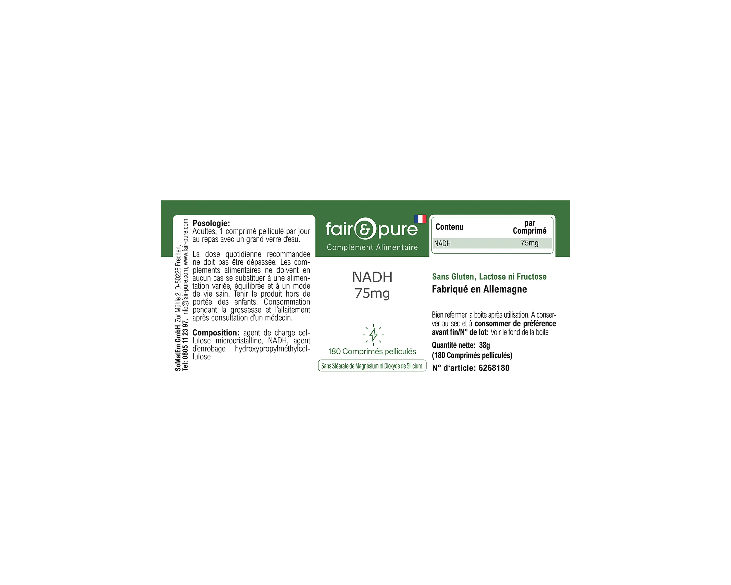 NADH 75mg - 180 Comprimidos Recubiertos | fair-pure
