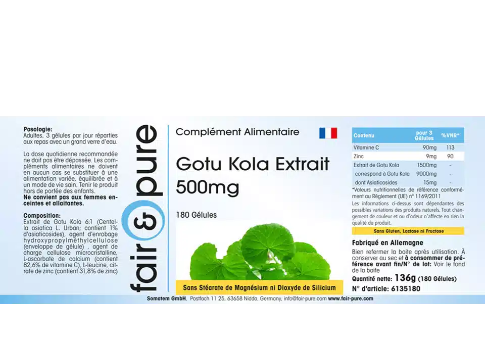 Extracto de Gotu Kola 500mg