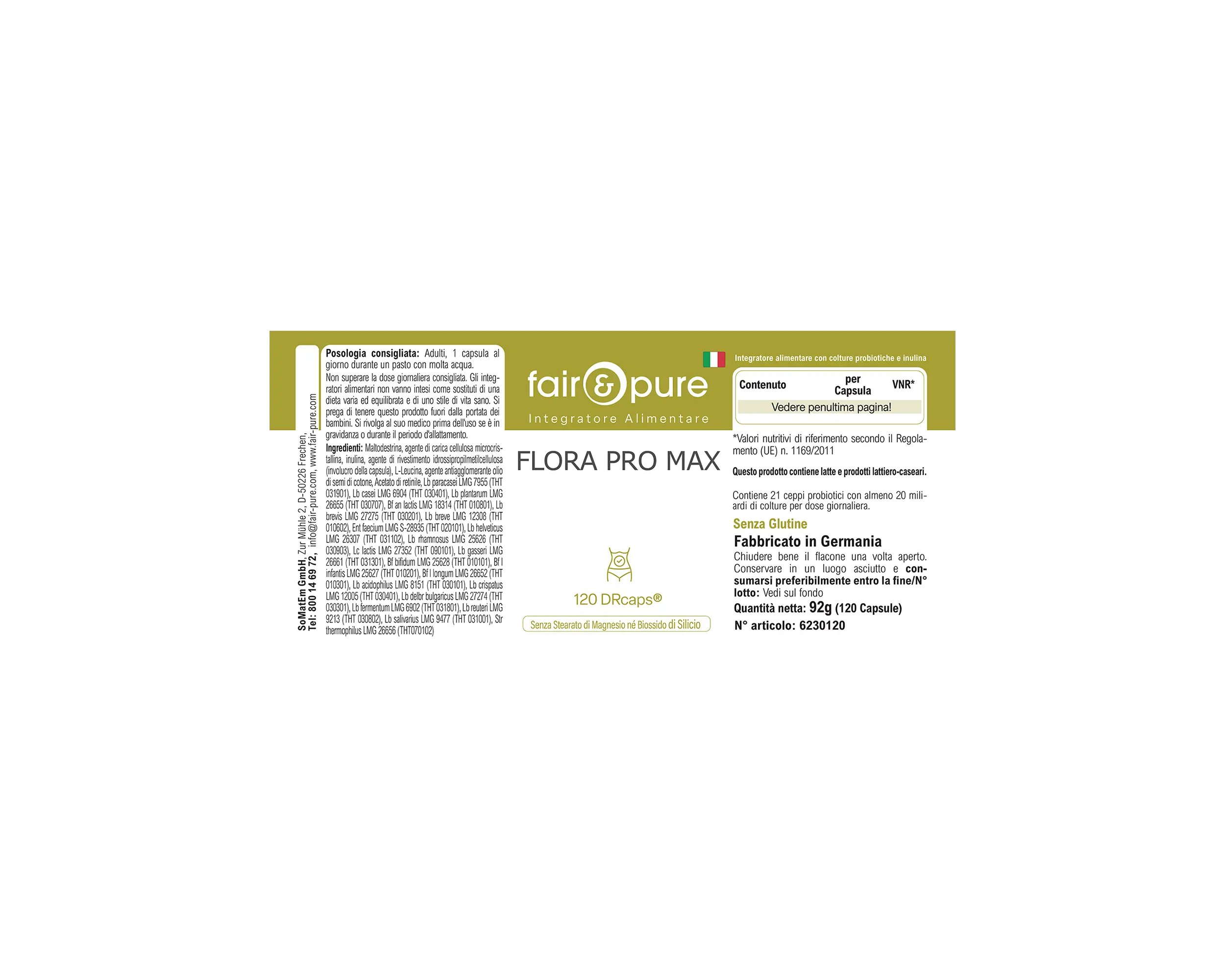 Flora Pro Max - 120 DRcaps® - mit 21 Bakterienstämmen | fair-pure